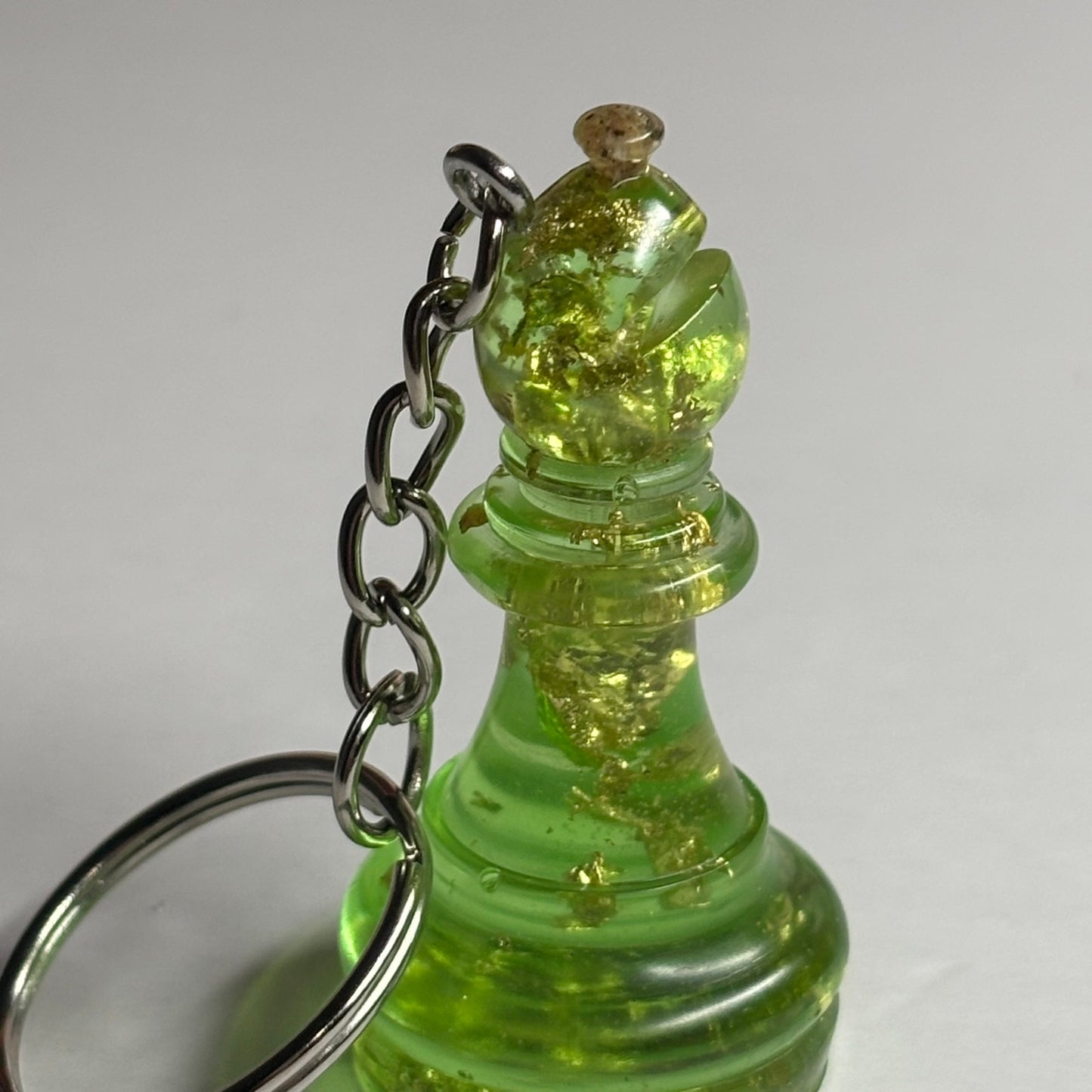 Lime Gold Bishop - Handmade Resin Keychain