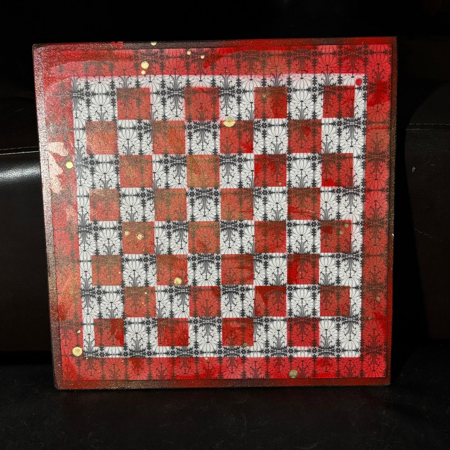 Vintage Red - Scrapbook Chess Board