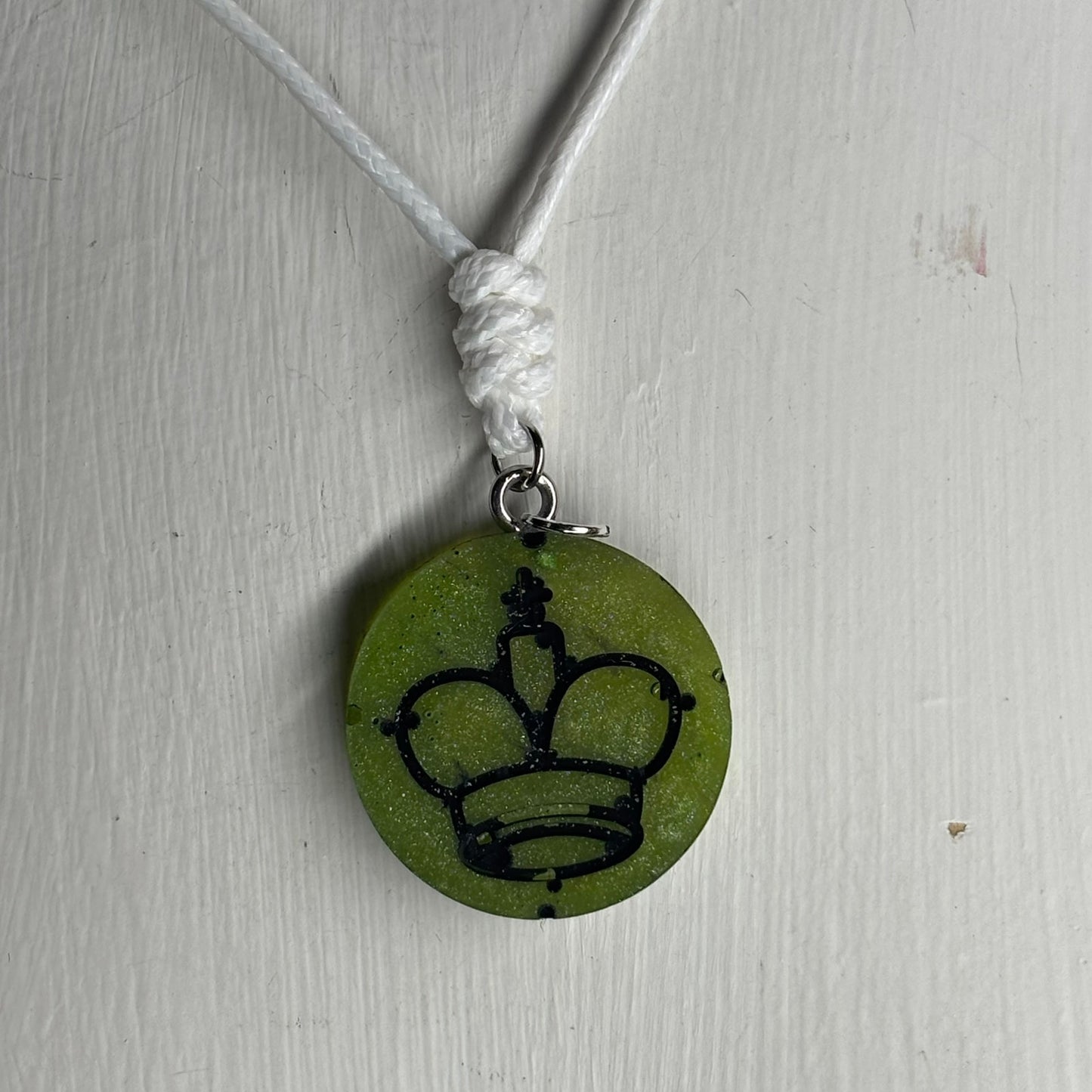 Green King - Handmade Resin Chess Necklace