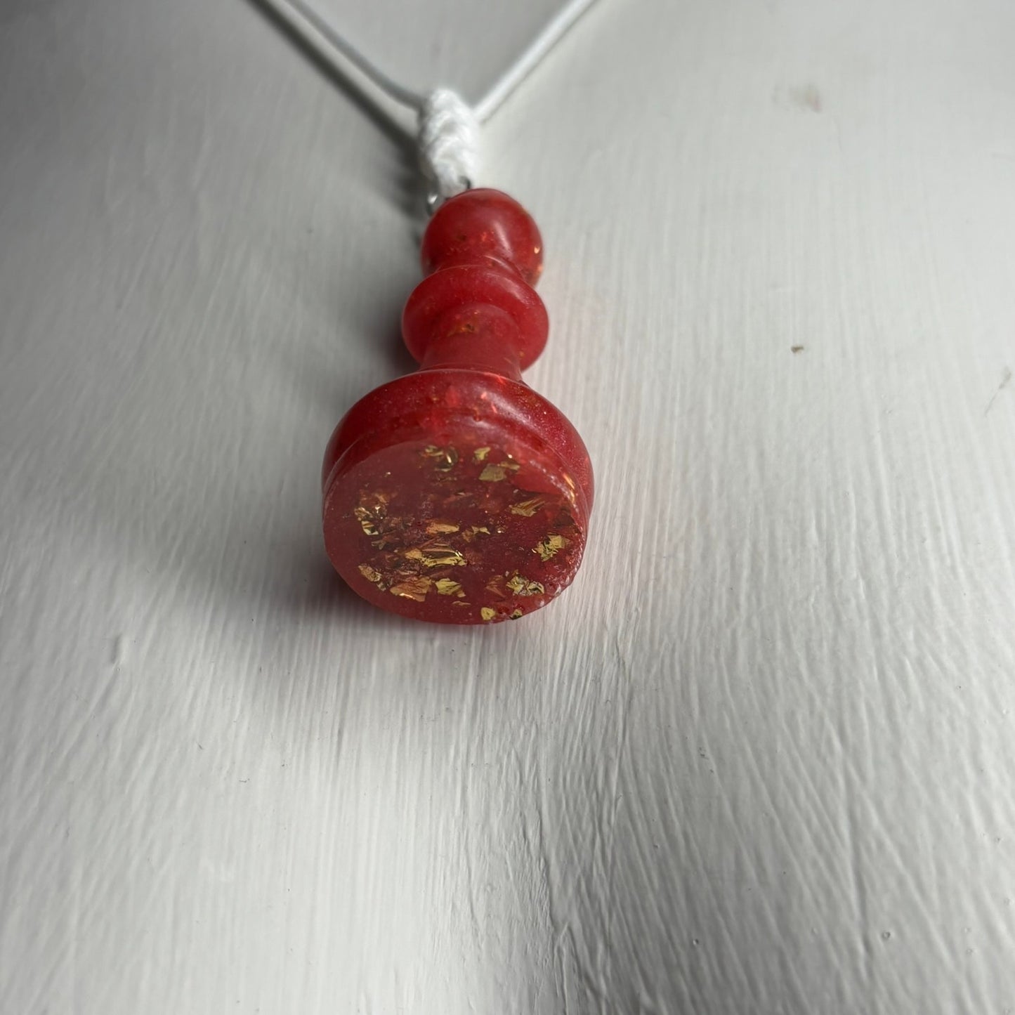 Red Crystal Bishop - Handmade Resin Chess Necklace