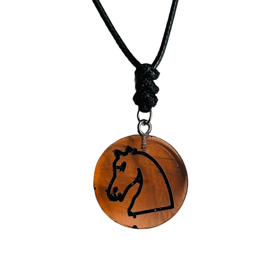 Orange Horse - Handmade Resin Chess Necklace