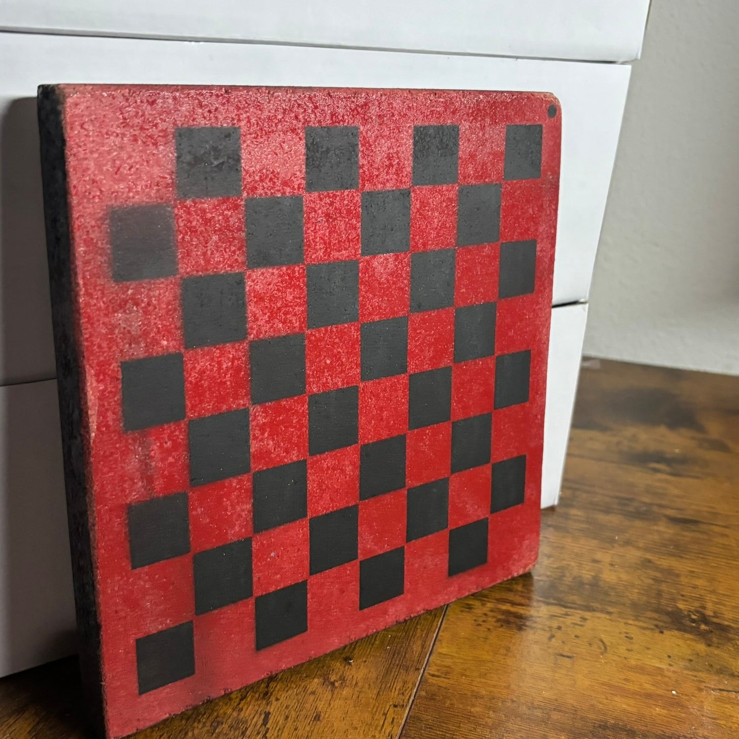 Red & Black - Painted Double Sided Chess Board