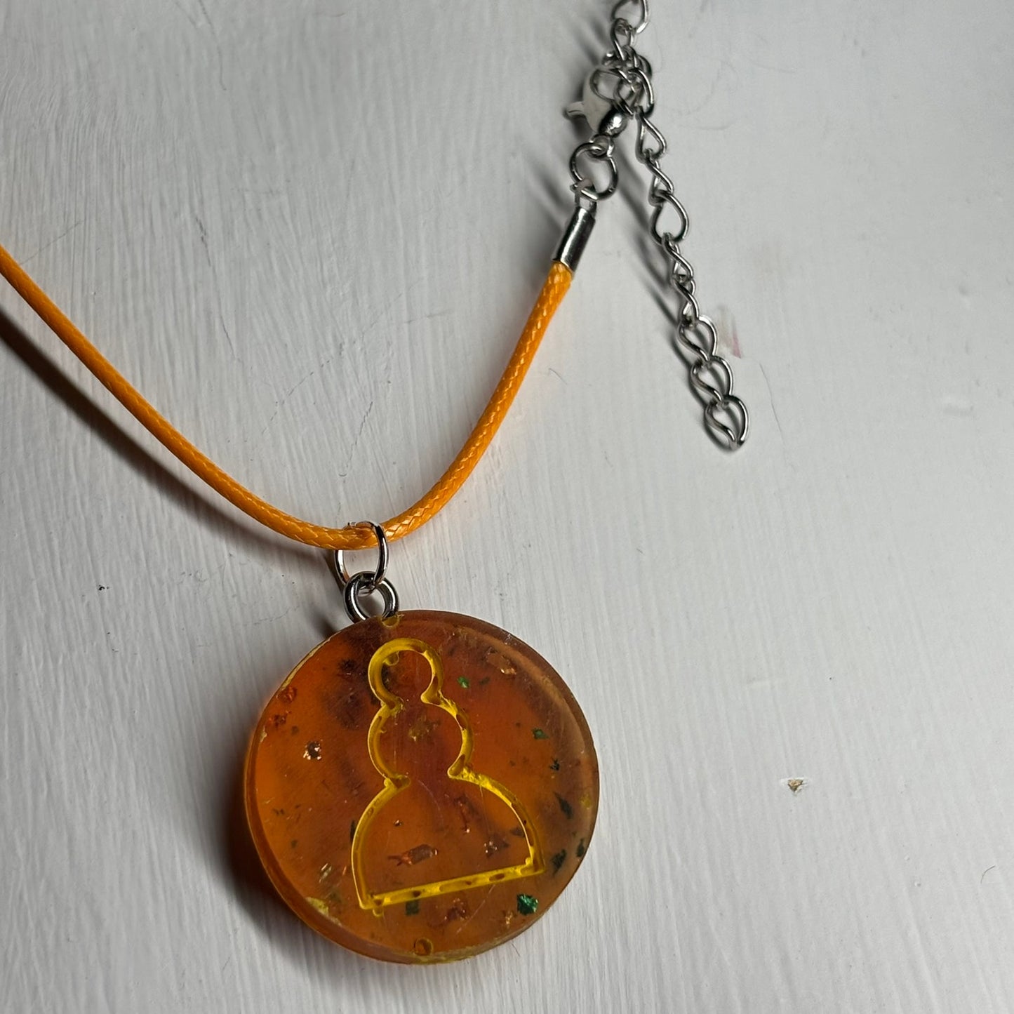 Amber Glow Pawn - Handmade Resin Chess Necklace
