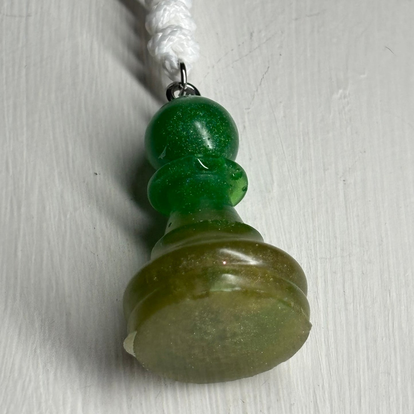 Simple Green Pawn - Handmade Resin Chess Necklace