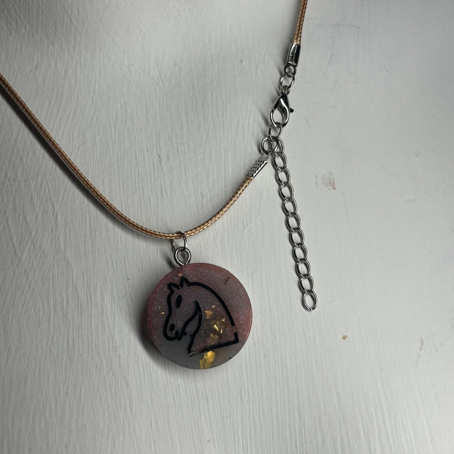 Colored Crystal Knight - Handmade Resin Chess Necklace