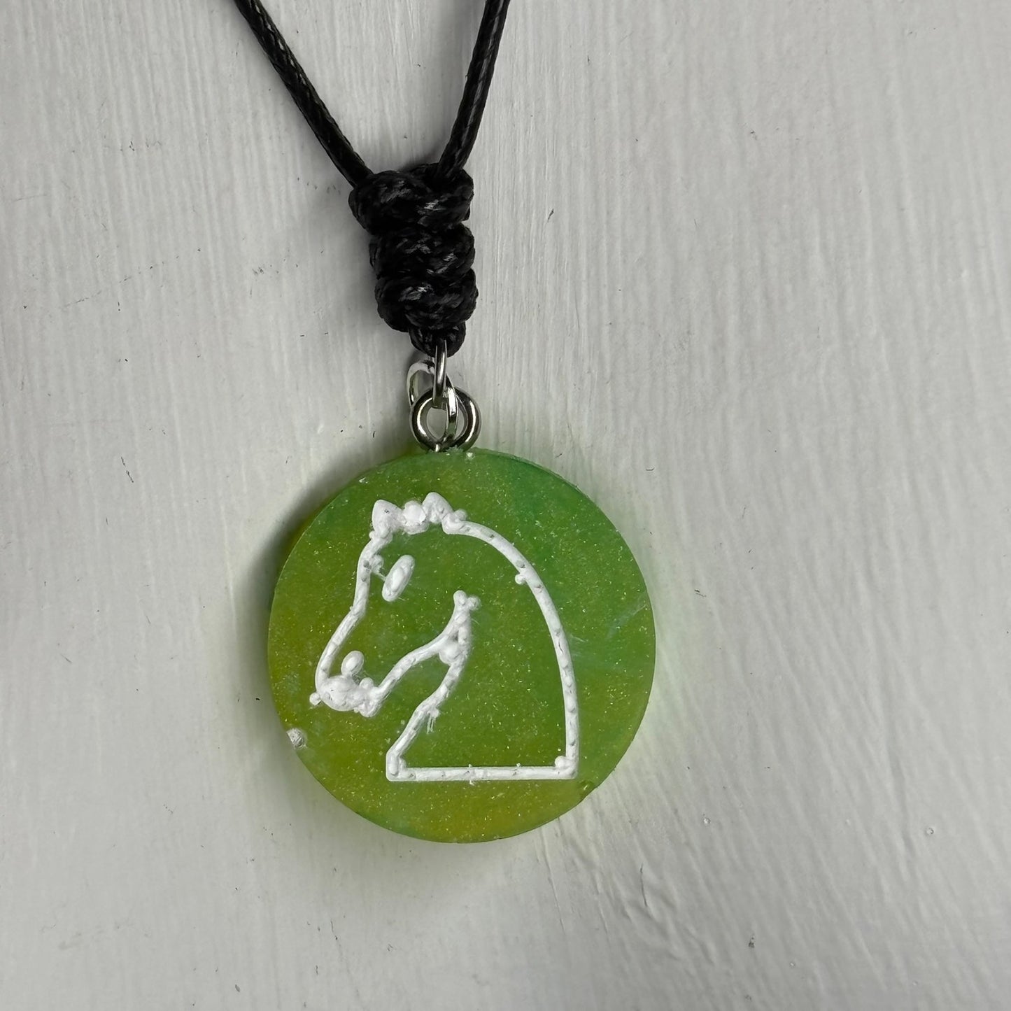 Green Knight - Handmade Resin Chess Necklace