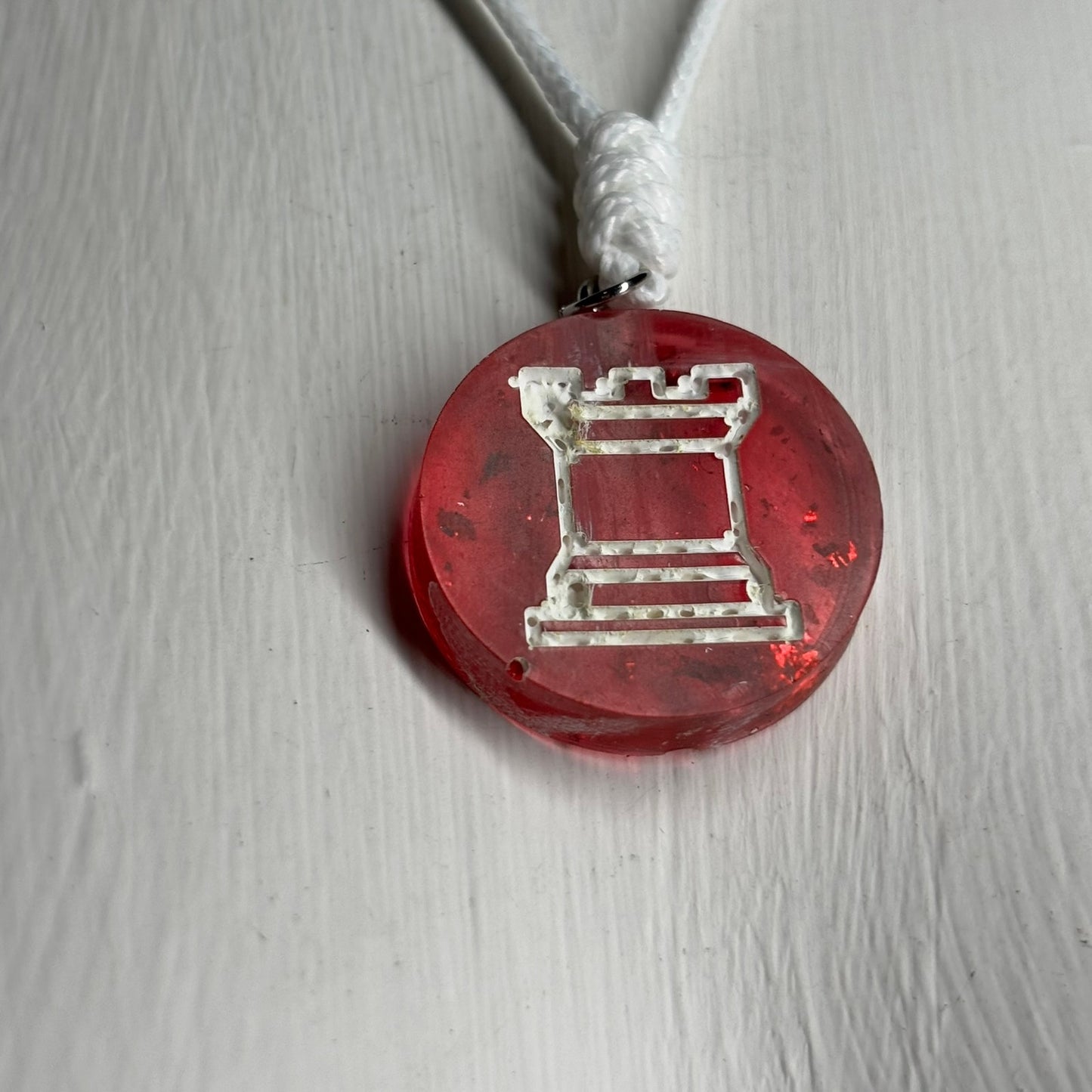 Candy Red Rook - Handmade Resin Chess Necklace