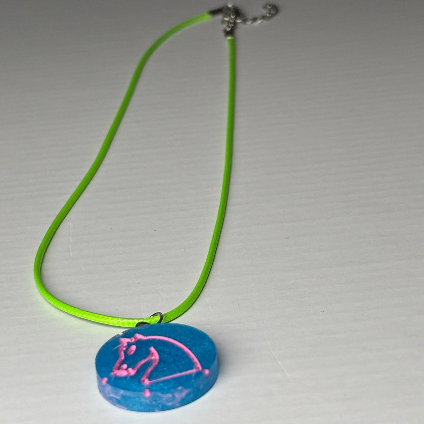 Blue & Pink Knight - Handmade Resin Chess Necklace