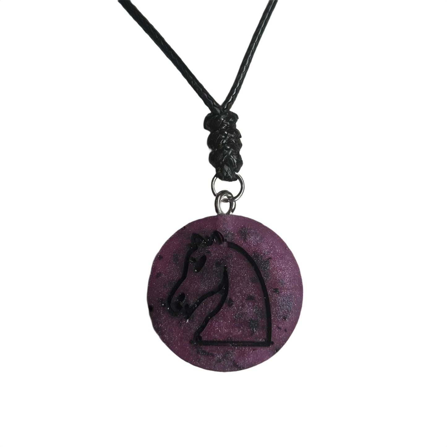 Purple Knight - Handmade Resin Chess Necklace