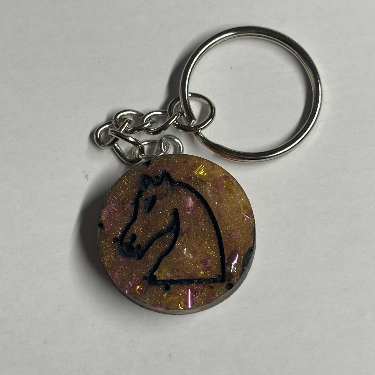 Dark Yellow Sparkle Knight - Handmade Resin Keychain