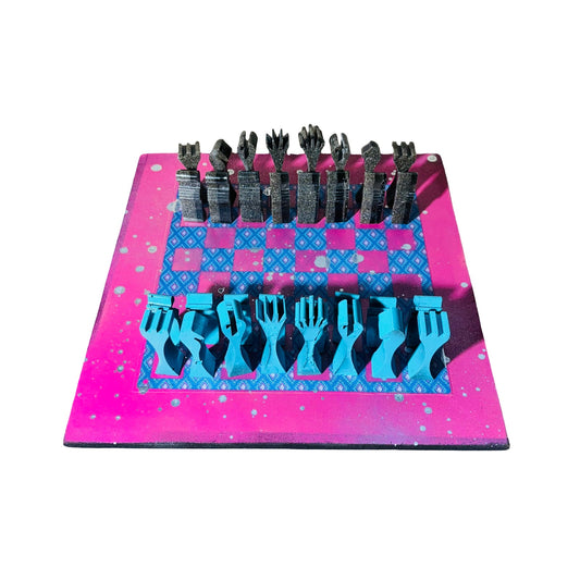 Pink Blue Hue - Large Deluxe Chess Set