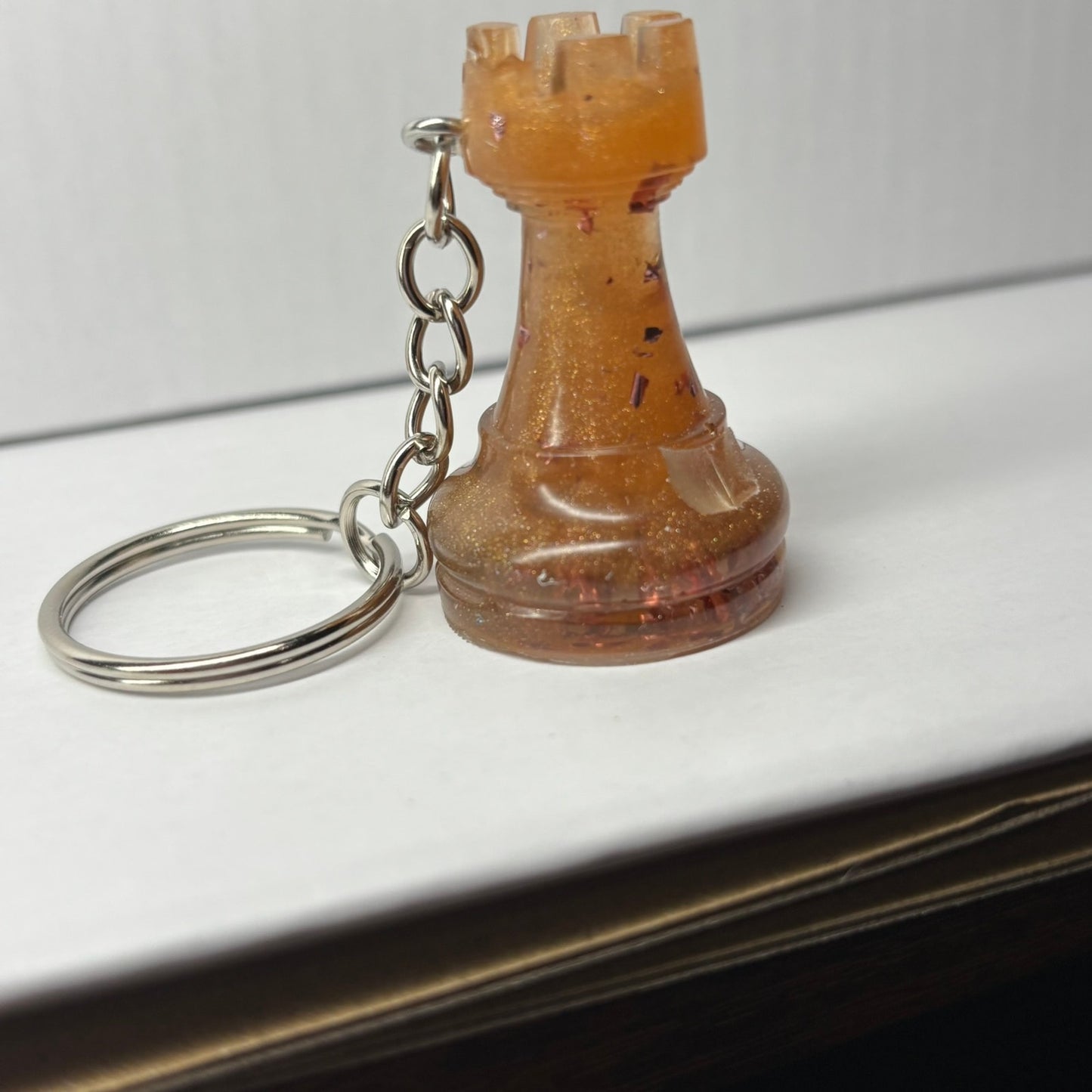 Yellow Fire Rook Handmade Resin Keychain - One of a Kind Design