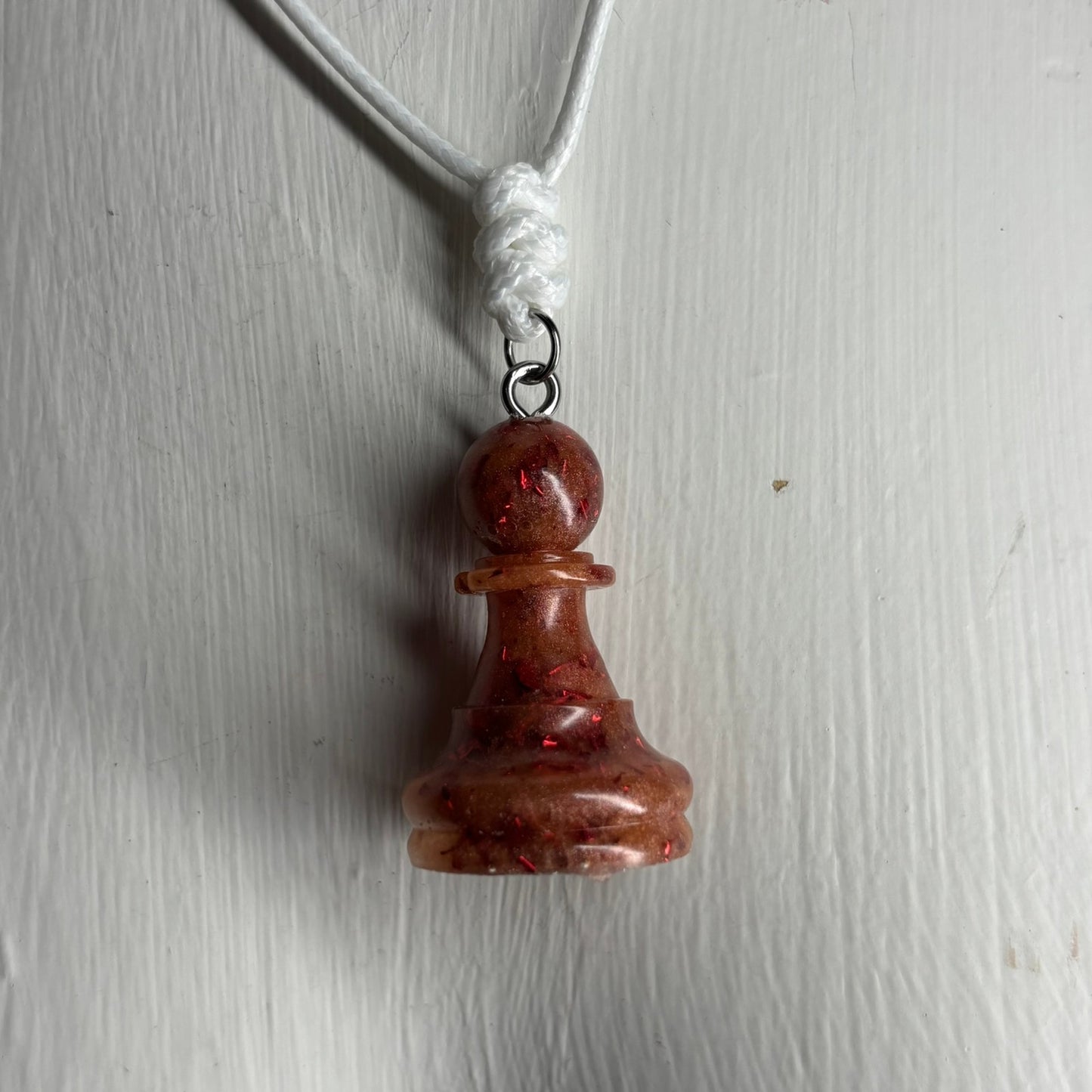 Orange Fiery Pawn- Handmade Resin Chess Necklace