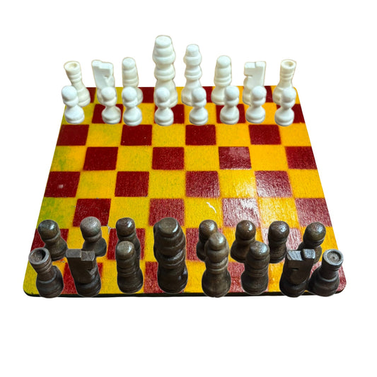 Yellow Dark Red - Mini Chess Set
