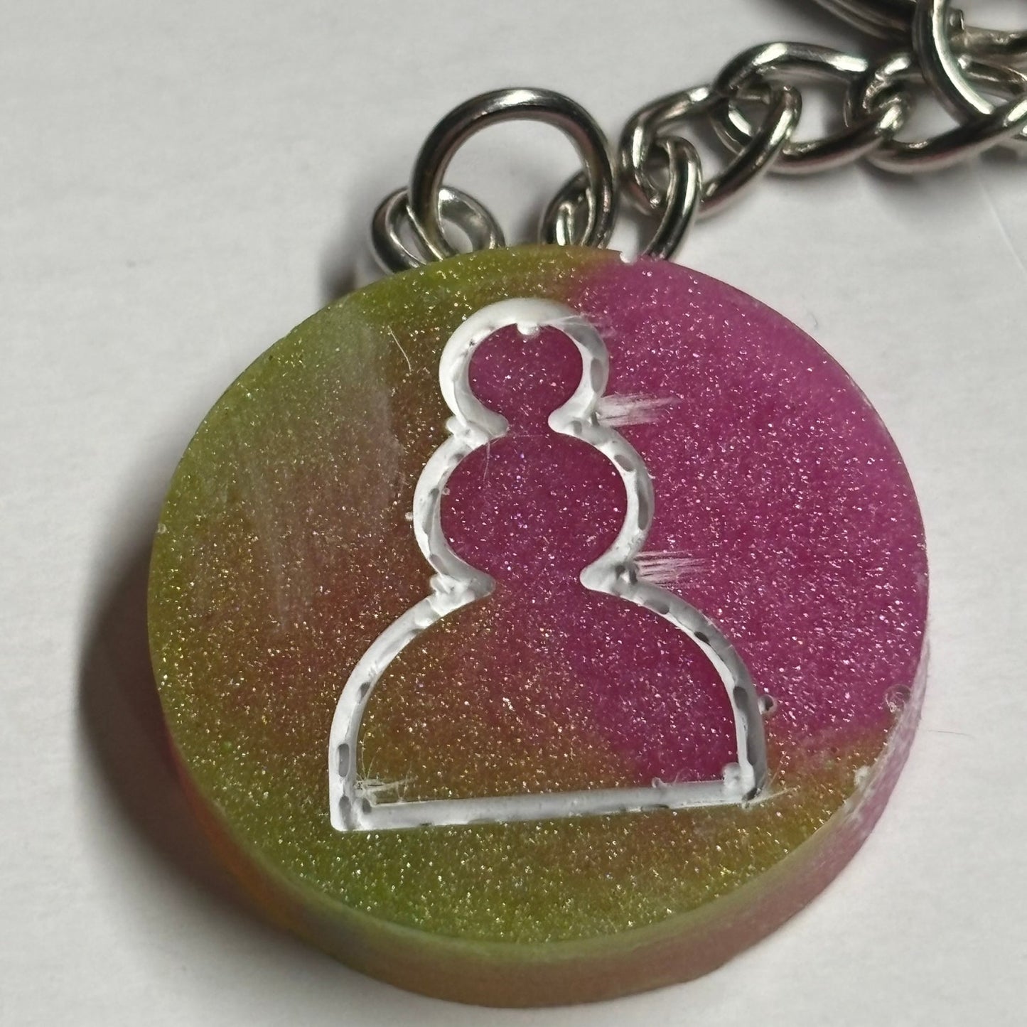 Pink Smoosh Pawn - Handmade Resin Keychain - Flat Edition