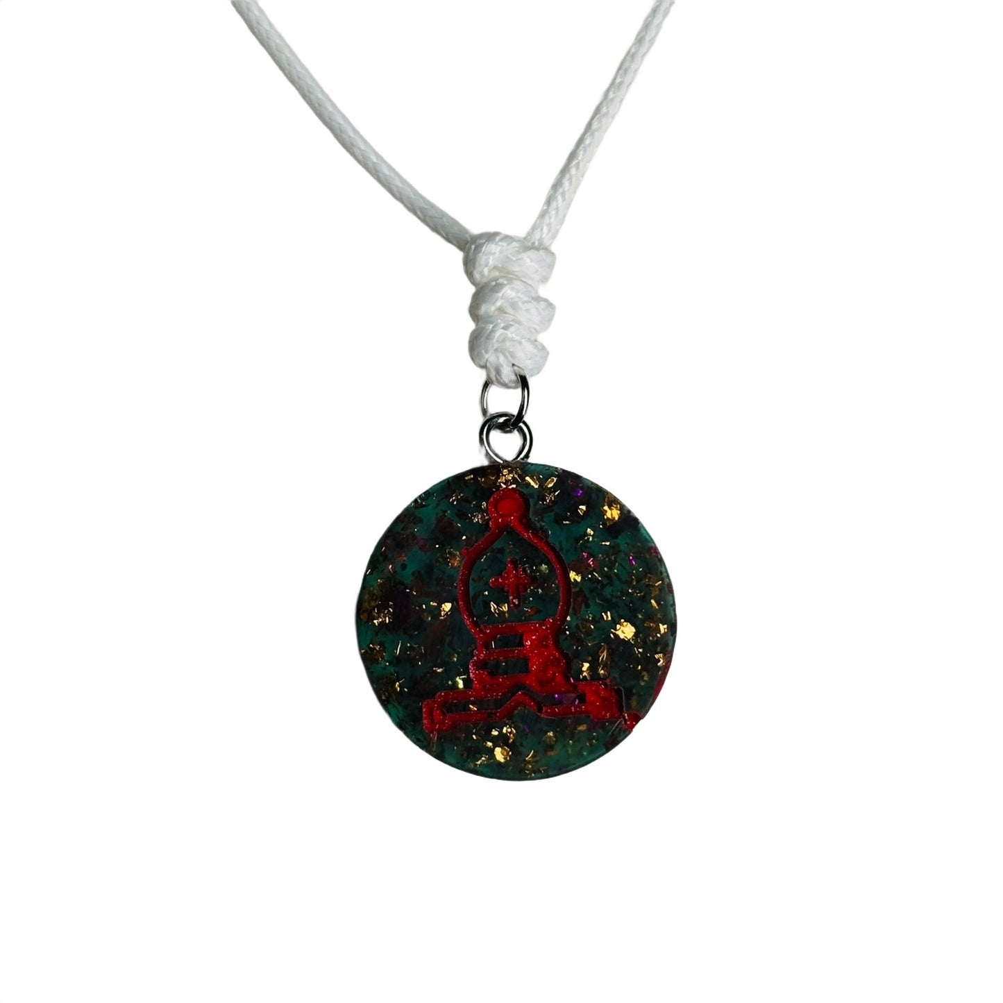 Dark Forest Bishop - Handmade Resin Chess Necklace