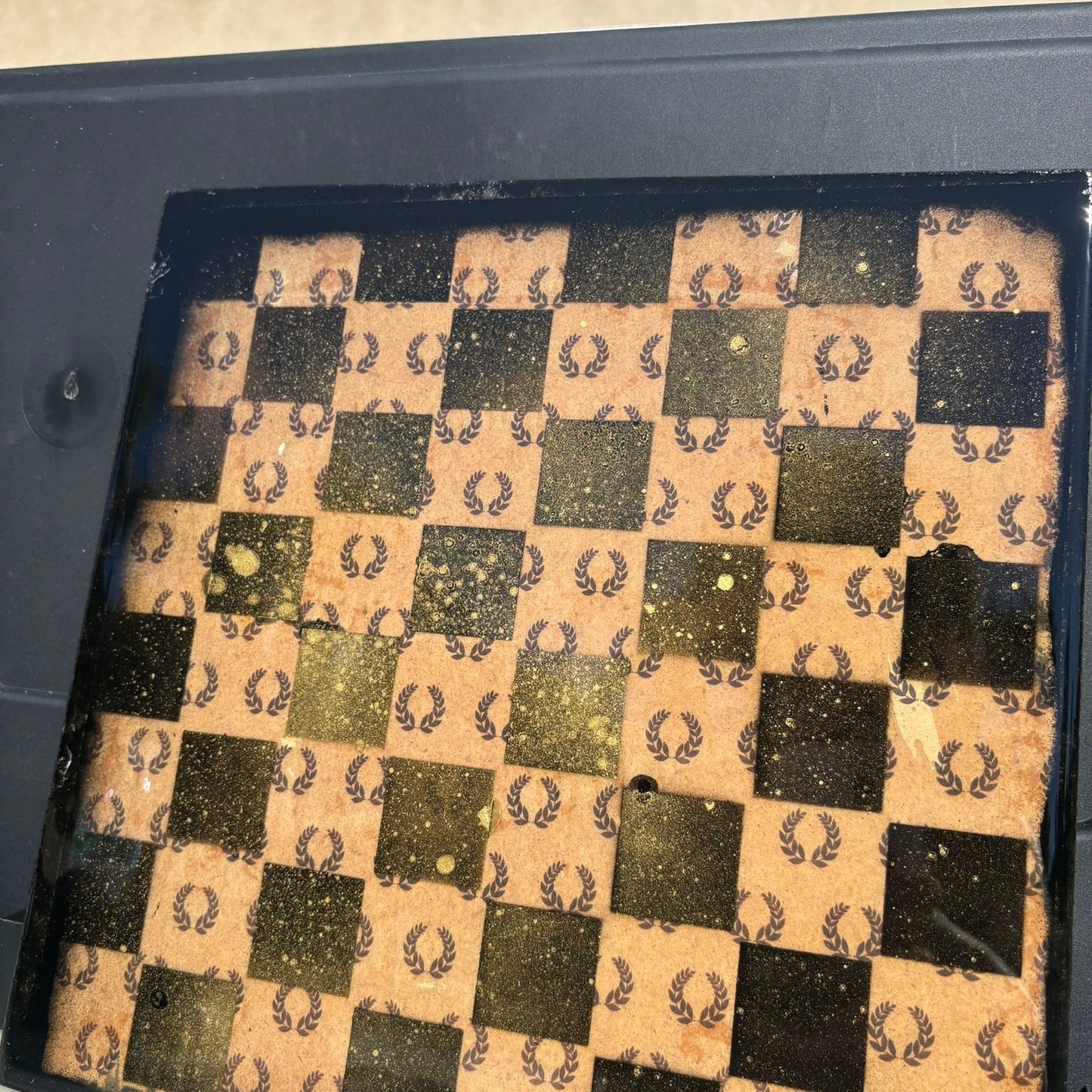 Vintage Brown Gold - Resin Coated Chess Board