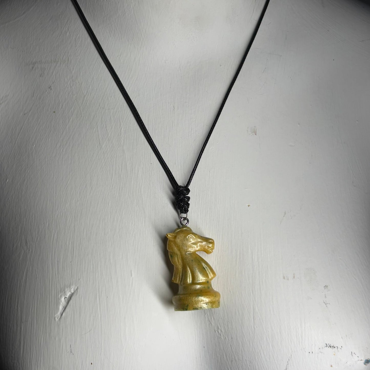 Yellow Crystal Knight - Handmade Resin Chess Necklace