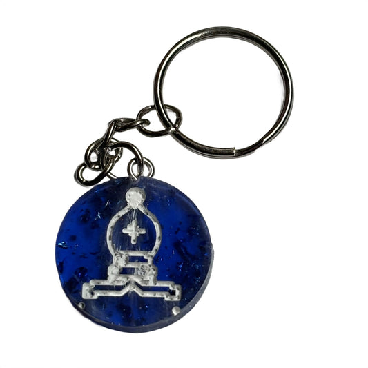 Fire Blue Bishop - Handmade Resin Keychain - Flat Edition