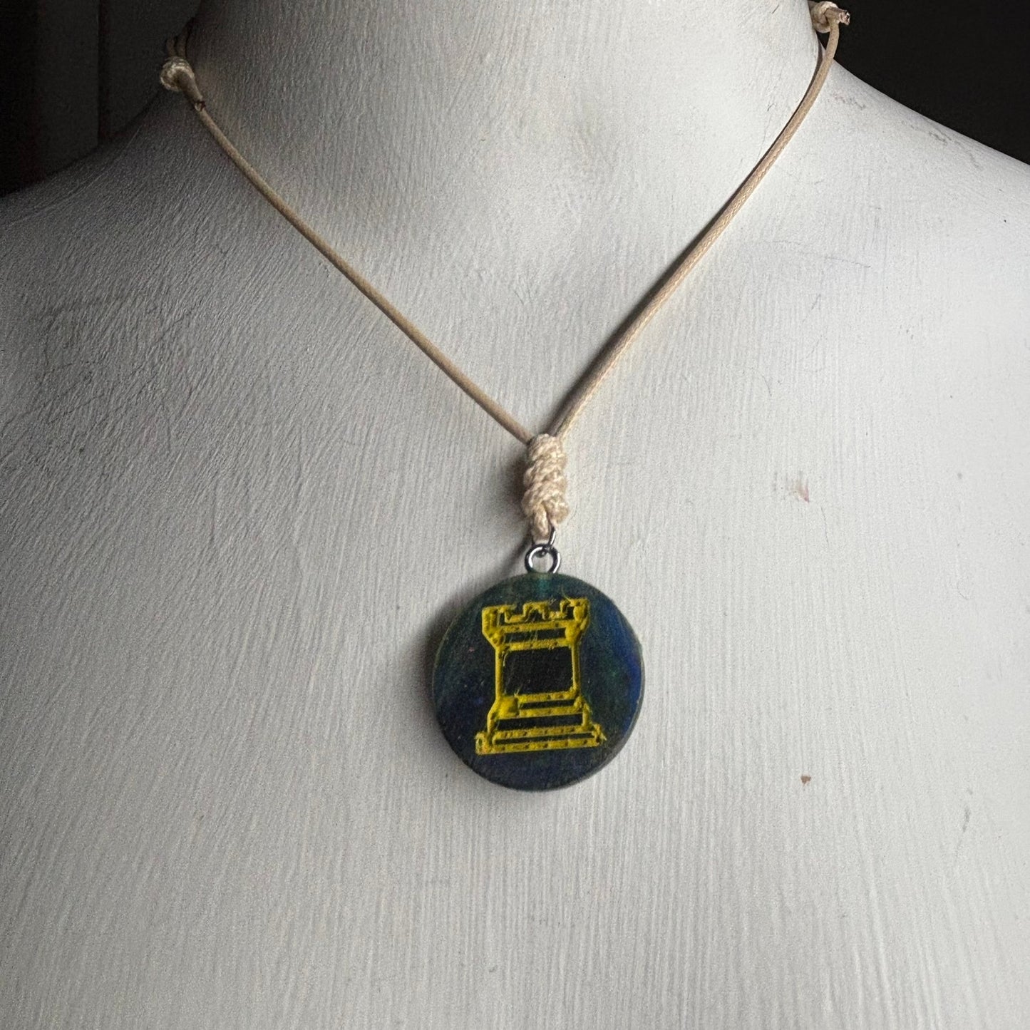 Navy Blue Rook - Handmade Resin Chess Necklace