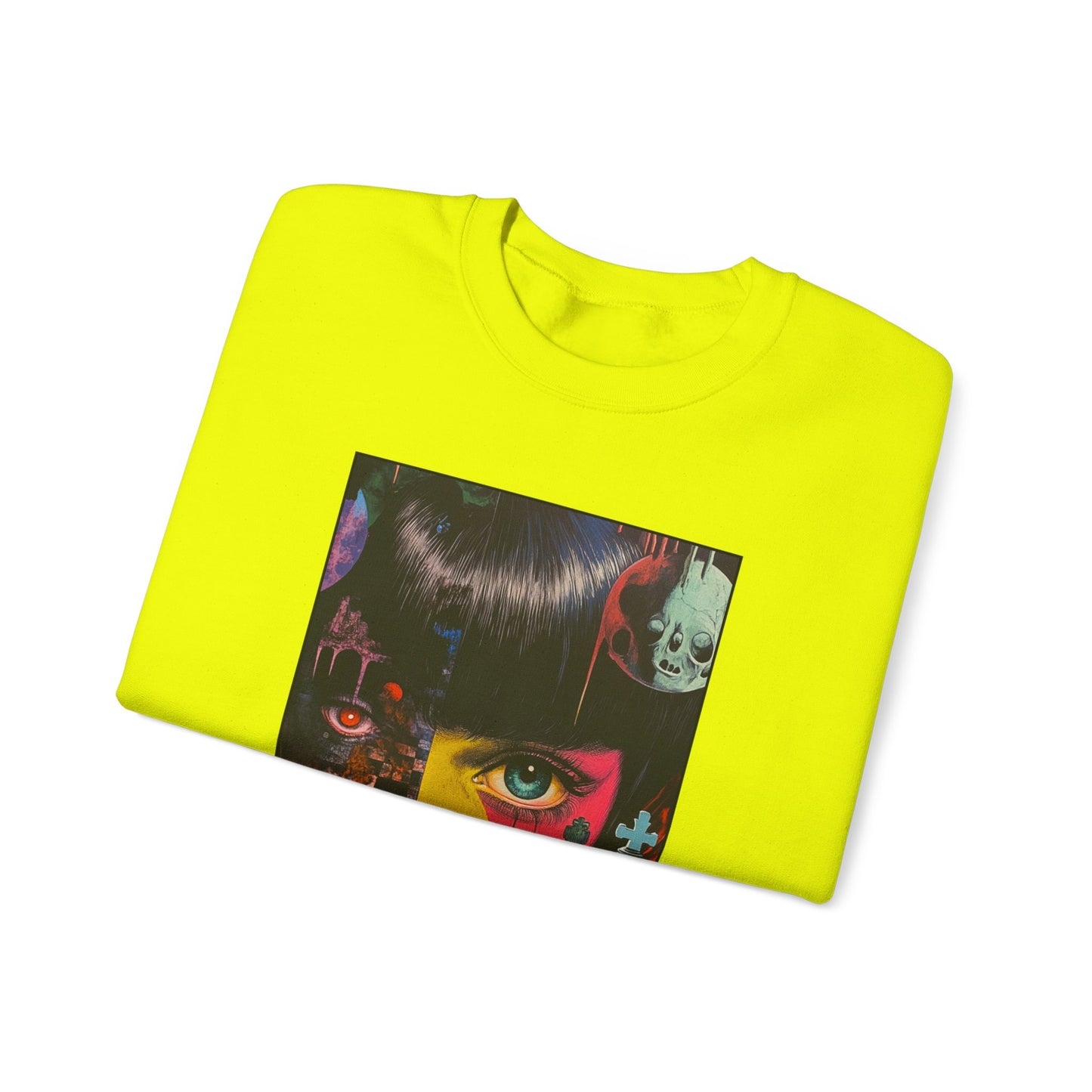 Freaks Come Out  - Neon Green Chess Crewneck Sweater