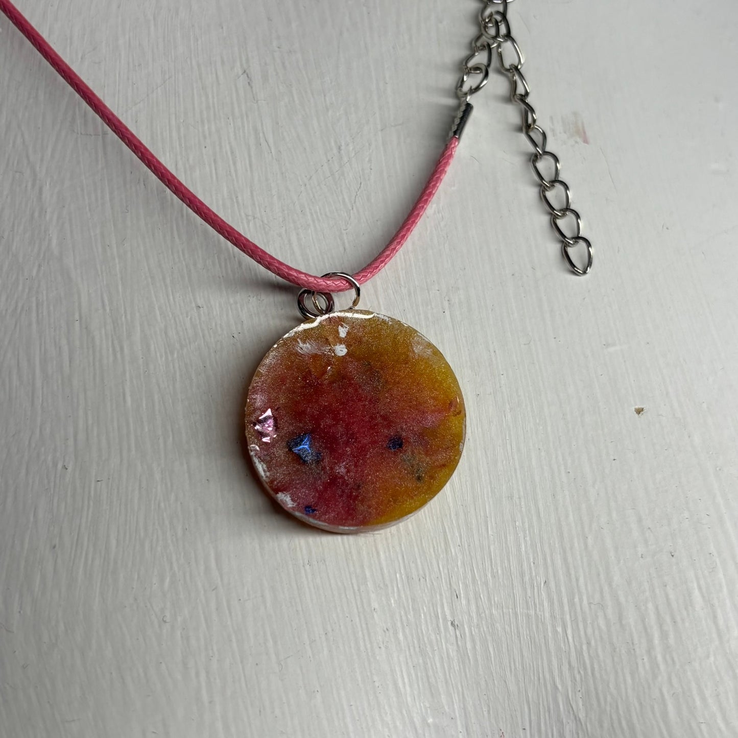 Yellow & Pink Crystal King - Handmade Resin Chess Necklace