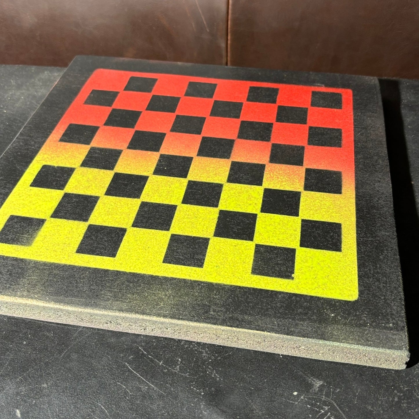 Red/Green & Black - Painted Chess Board