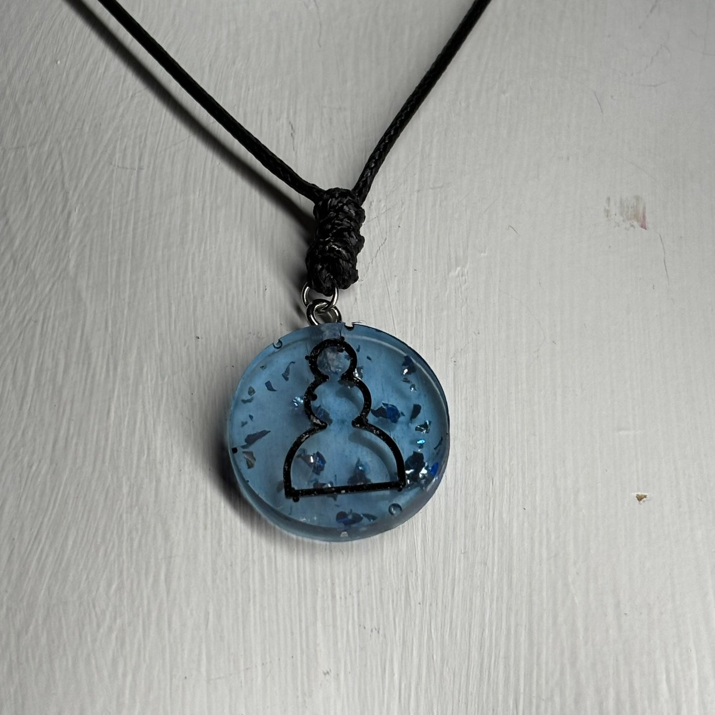 Translucent Blue Pawn - Handmade Resin Chess Necklace