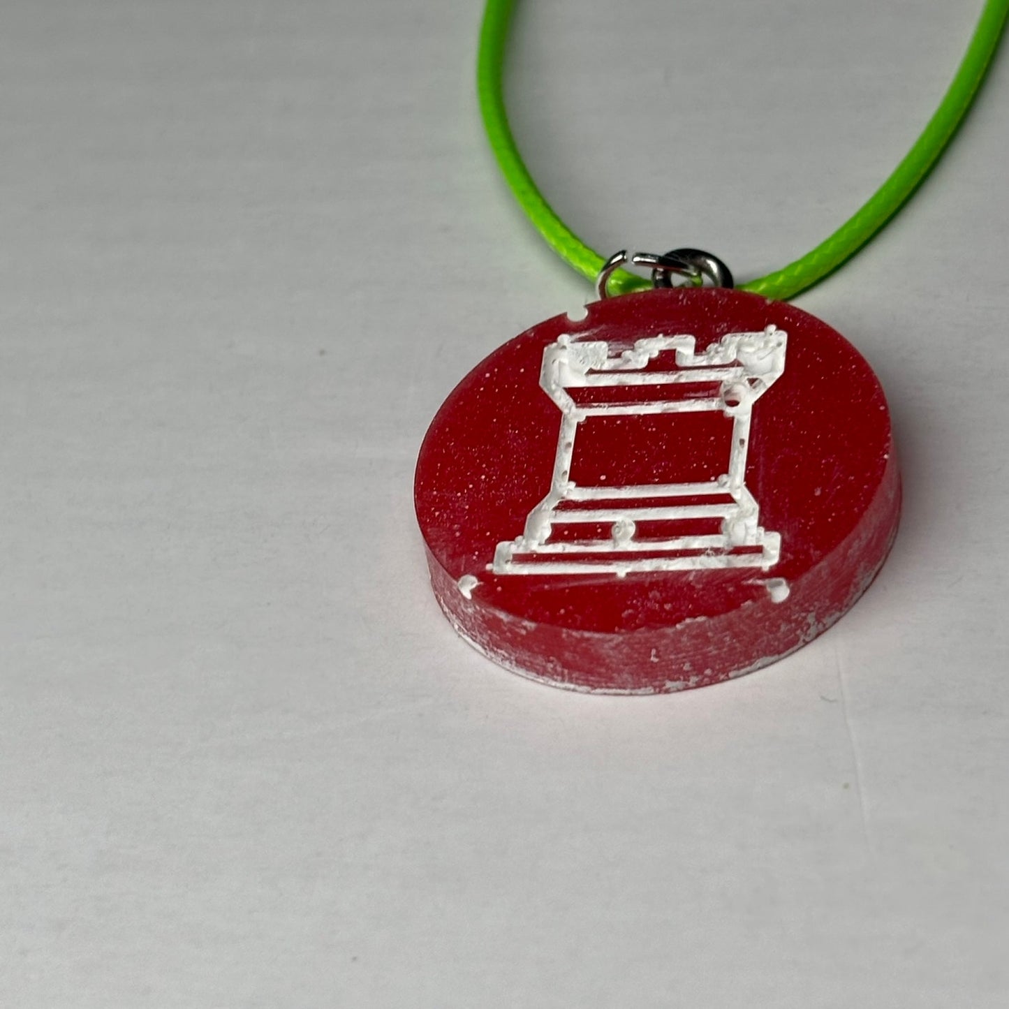 Red Rook - Handmade Resin Chess Necklace
