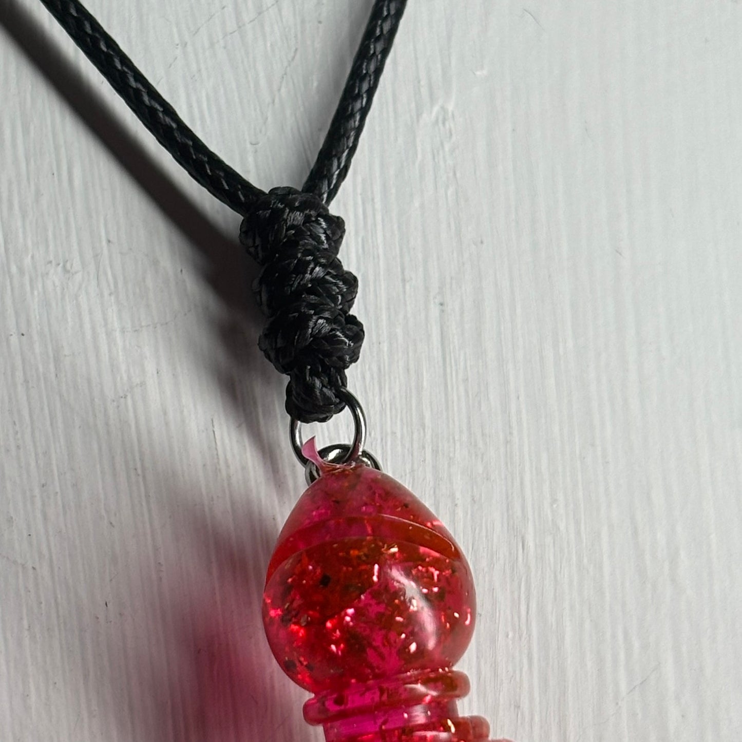 Crystal Red Bishop - Handmade Resin Chess Necklace