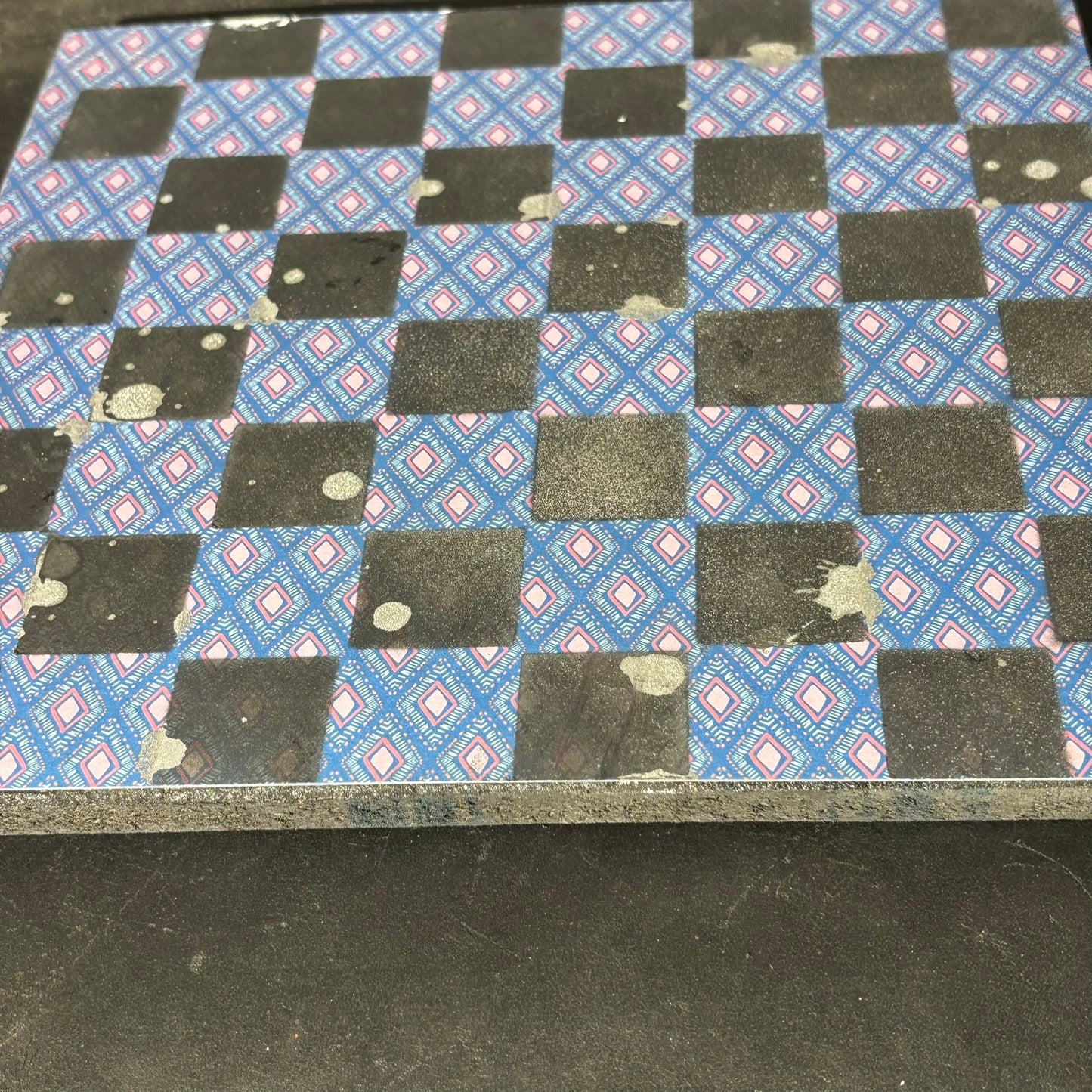 Chrome Drip Blue pattern - Scrapbook Chess Board