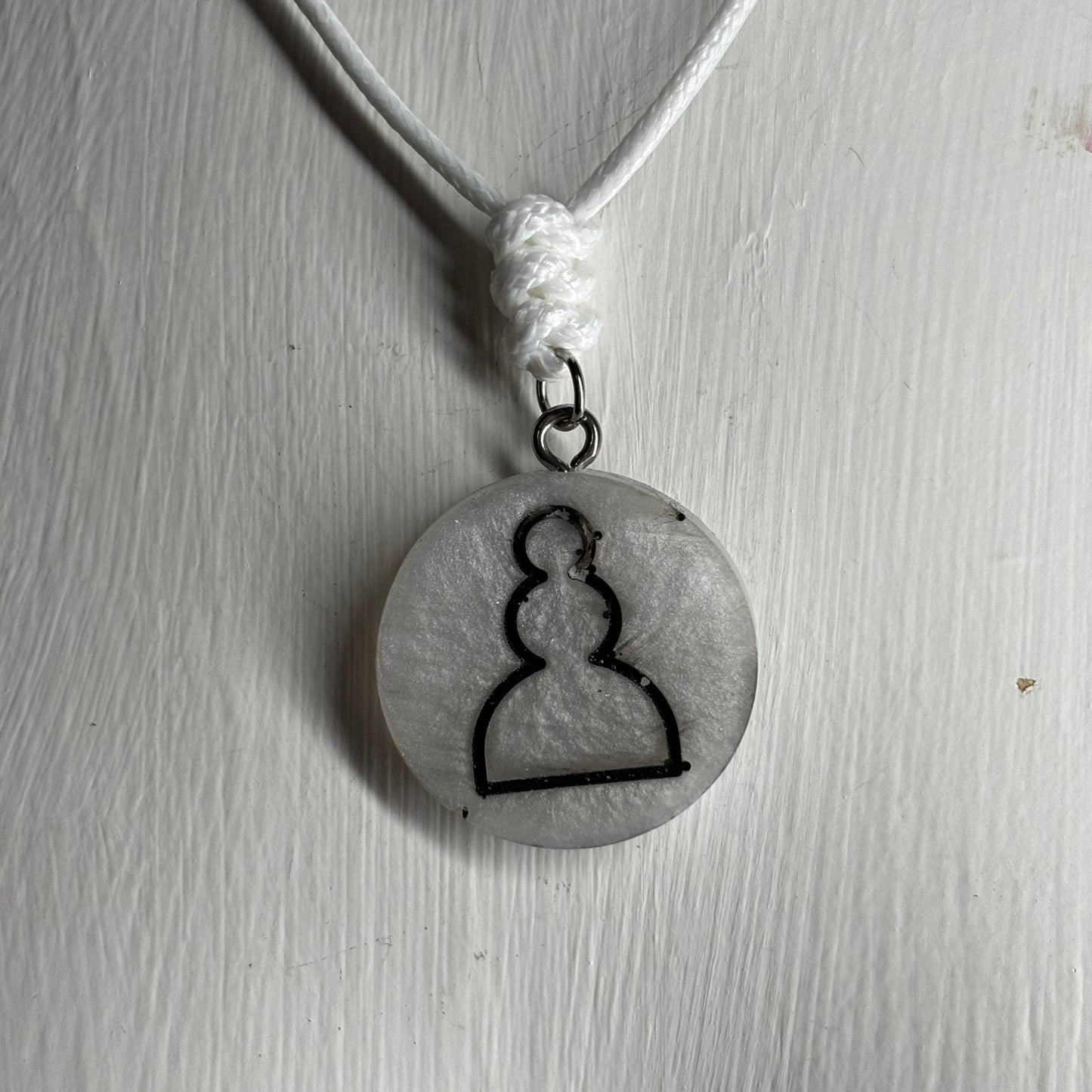 Silver Pawn - Handmade Resin Chess Necklace