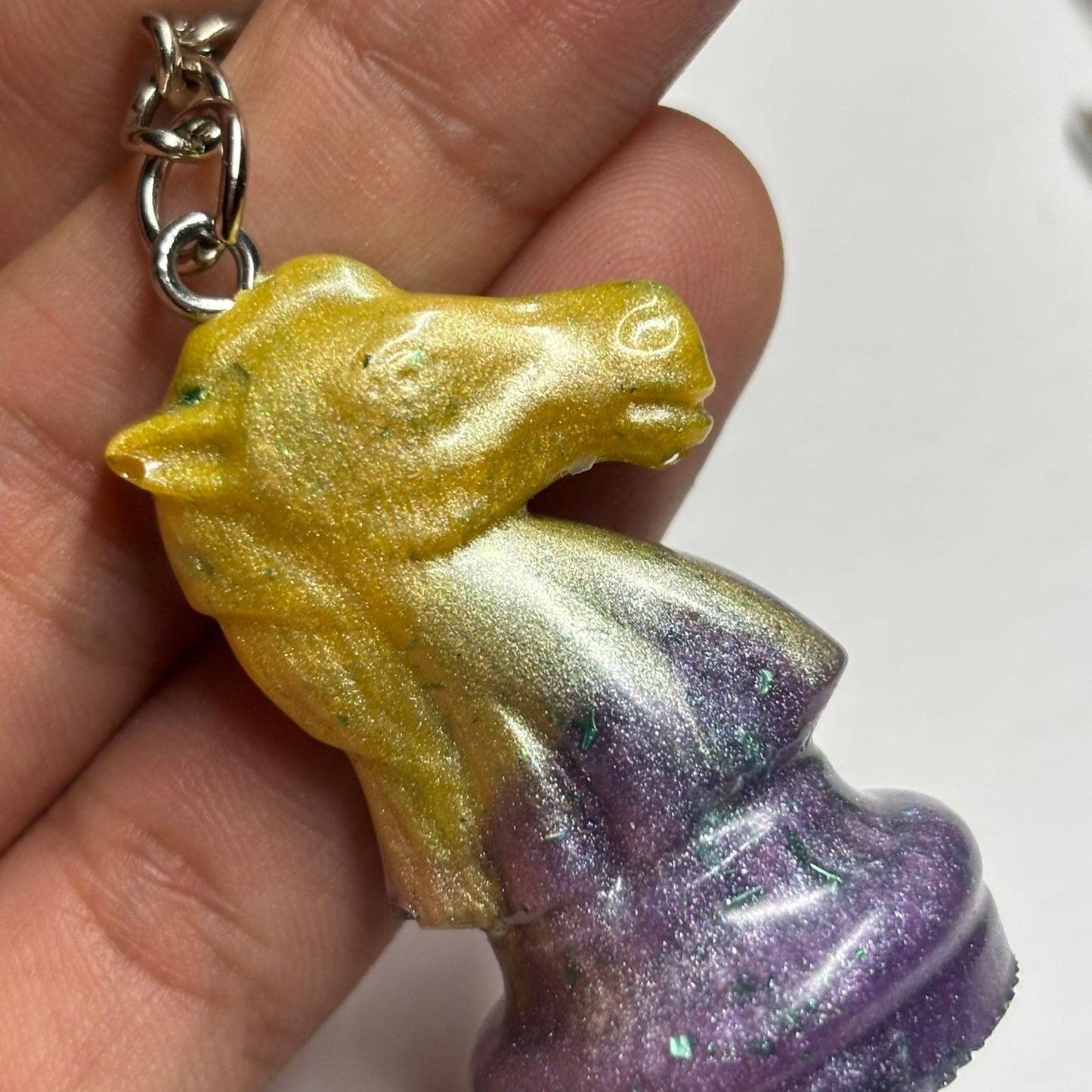 Yellow Purp Swirl Knight - Handmade Resin Keychain
