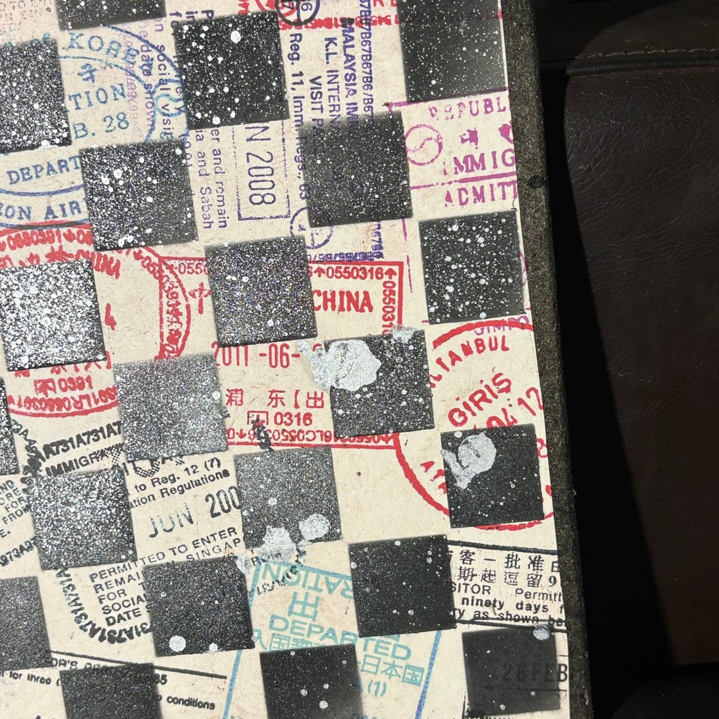Vintage Stamps - Scrapbook Chess Board