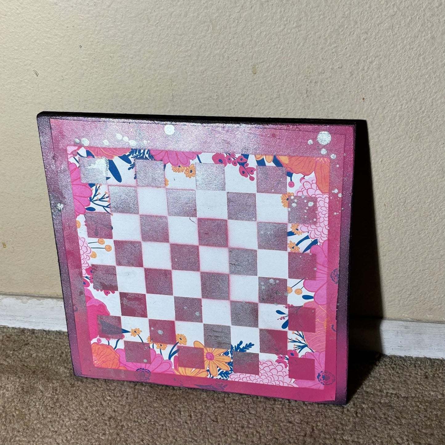 Silver Pink - Scrapbook Chess Board