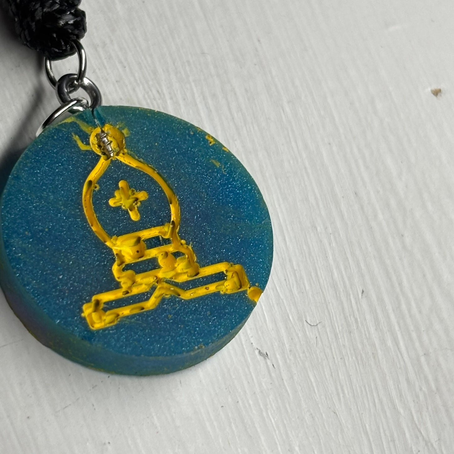 Blue Bishop - Handmade Resin Chess Necklace