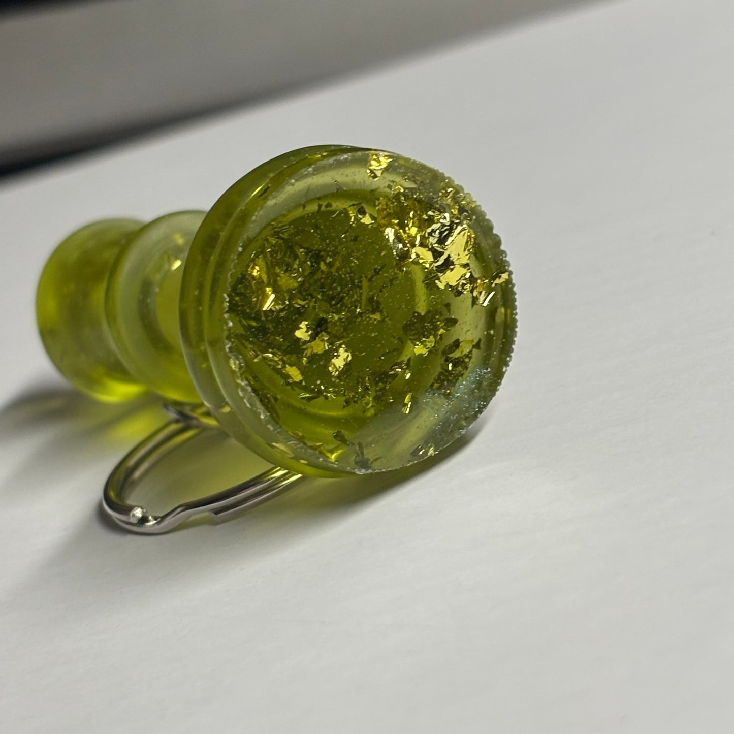 Lime Green King - Handmade Resin Keychain