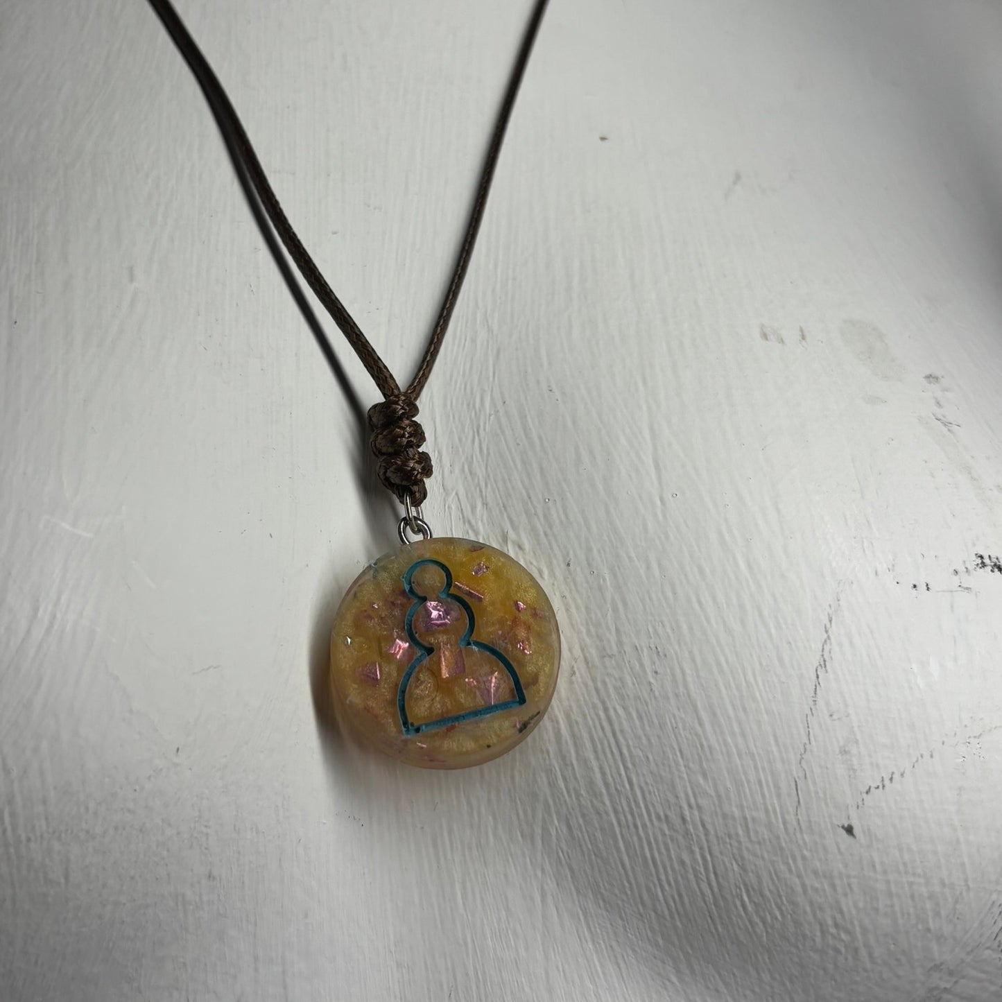 Royal Yellow Pawn - Handmade Resin Chess Necklace