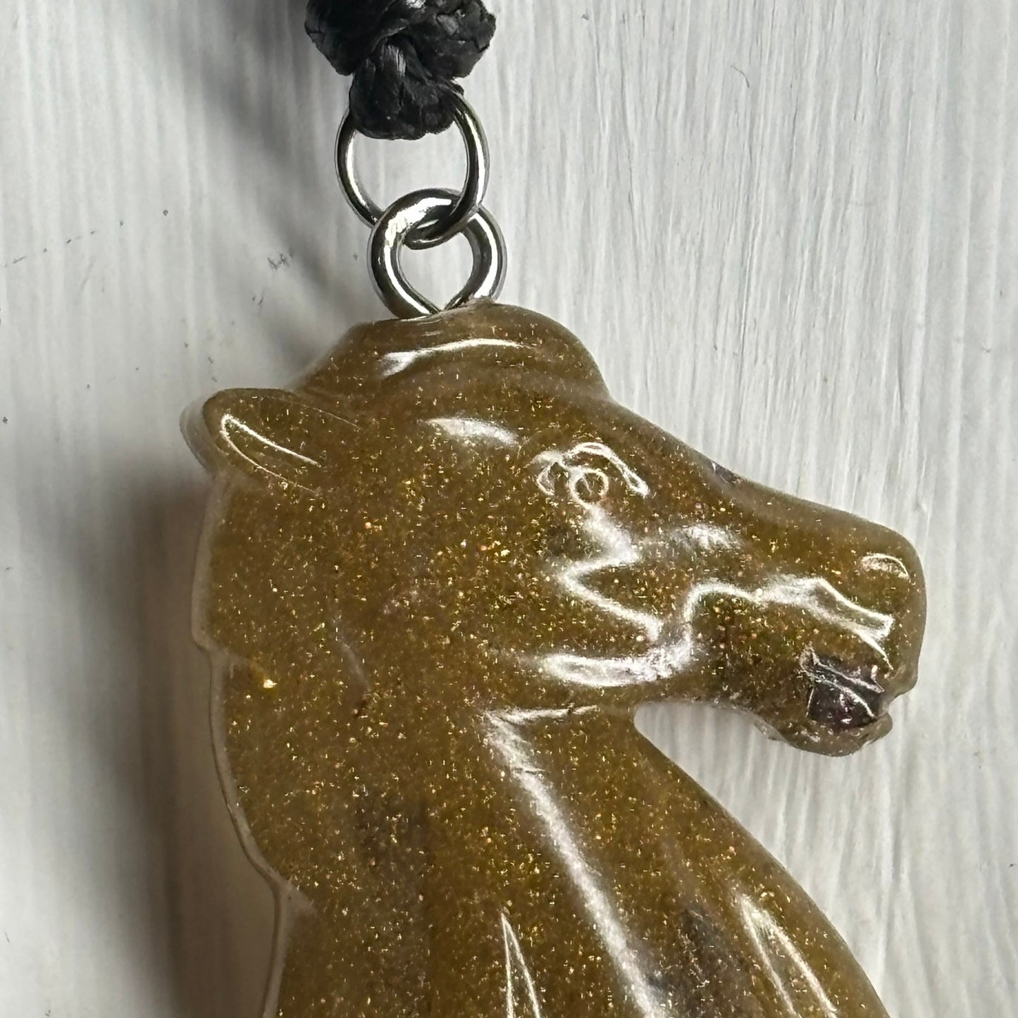 Dark Yellow Knight - Handmade Resin Chess Necklace