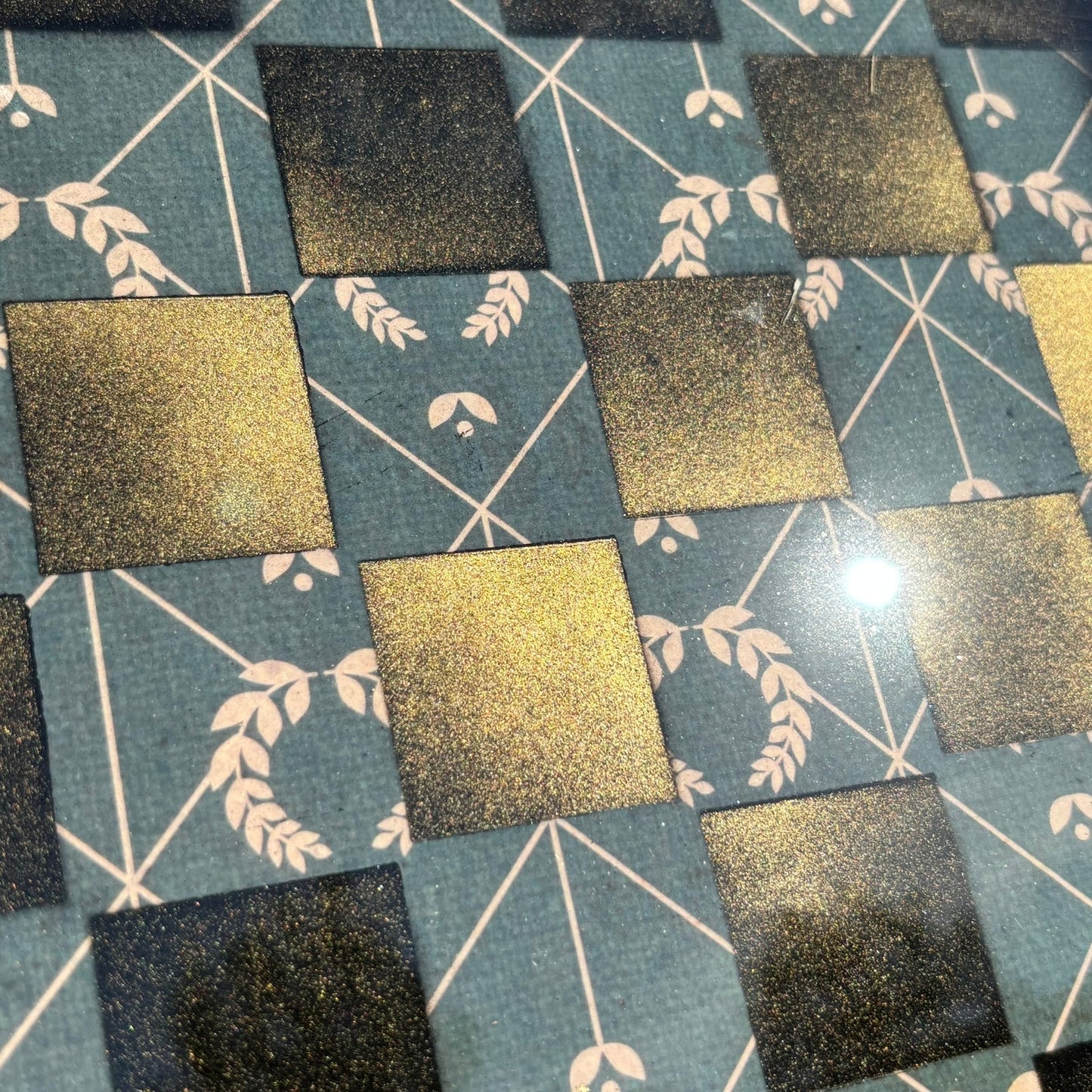 Blue Vintage Pattern - Resin Coated Chess Board