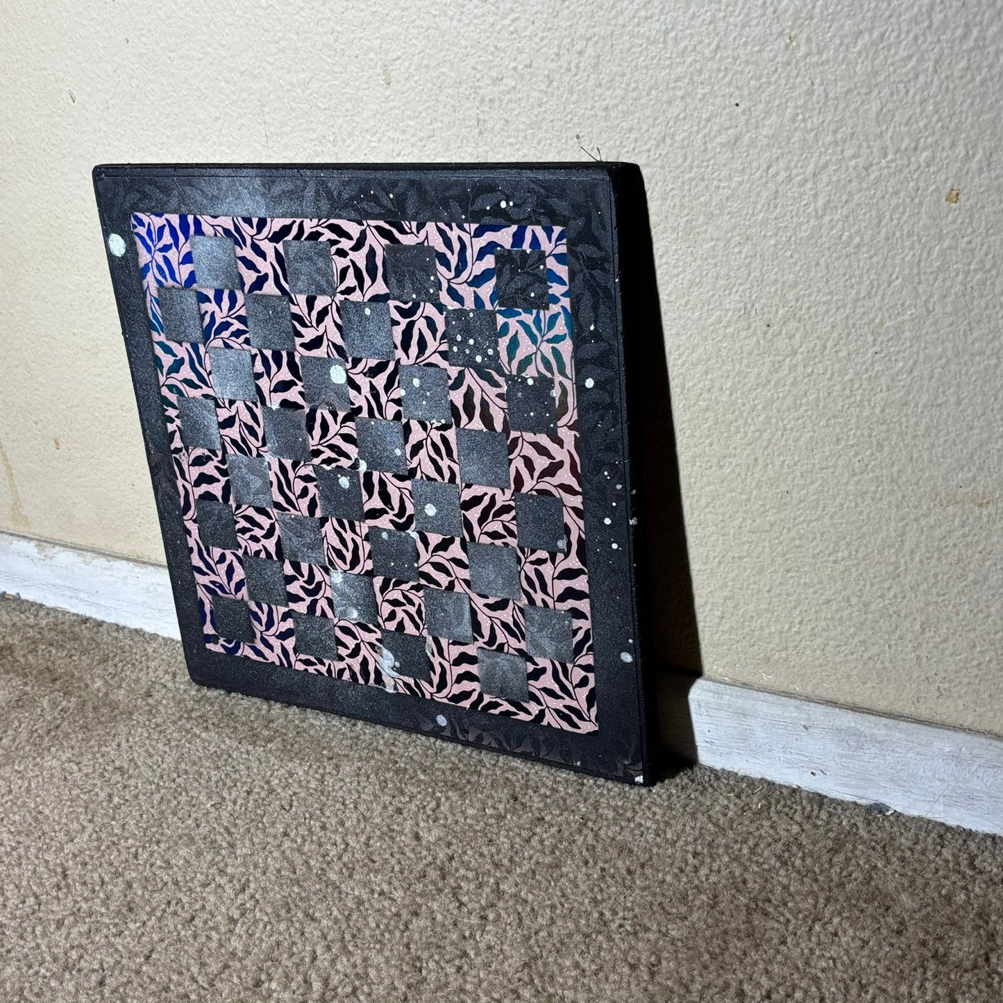 Peach Black Flowers - Scrapbook Chess Board