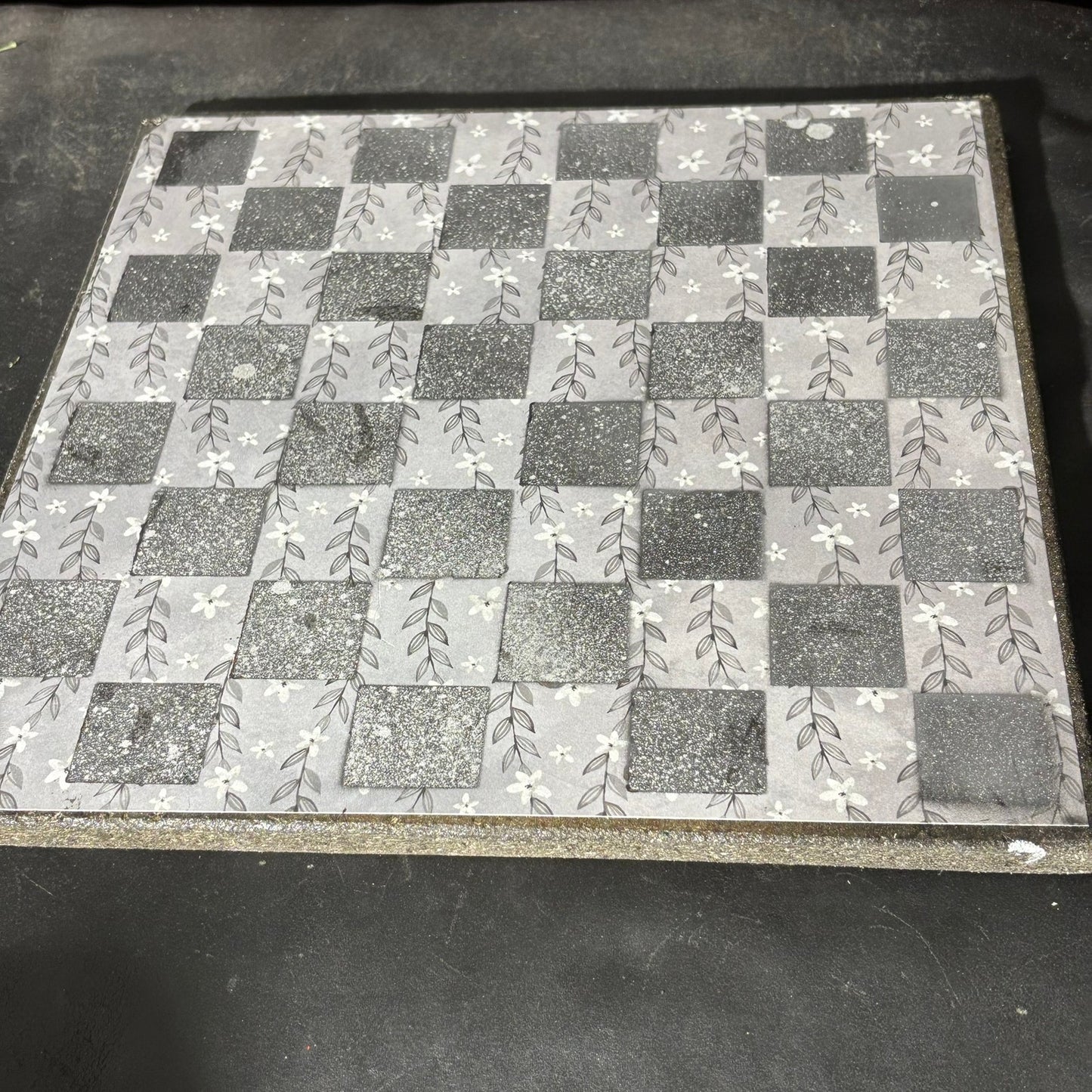 Gray Plant Pattern - Scrapbook Chess Board