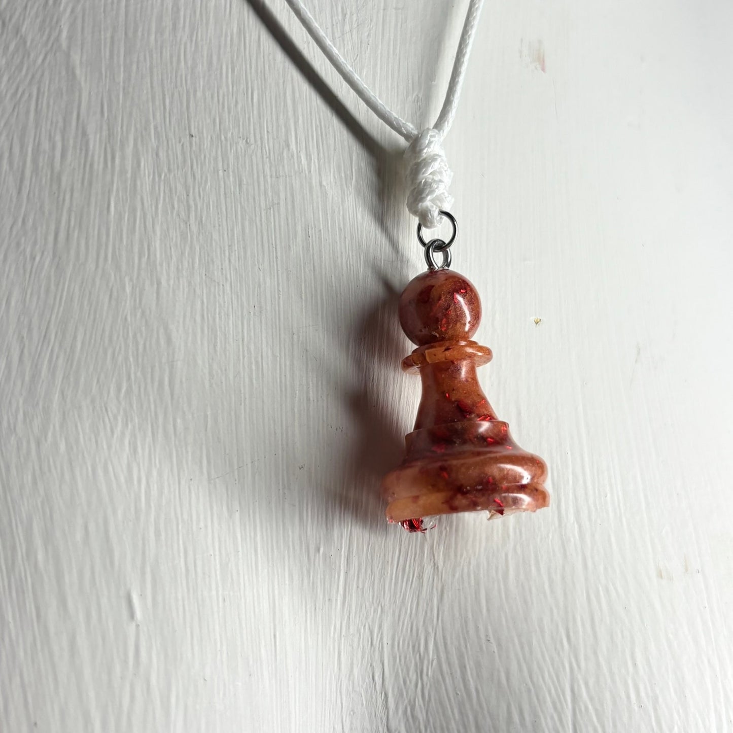 Orange Fiery Pawn- Handmade Resin Chess Necklace
