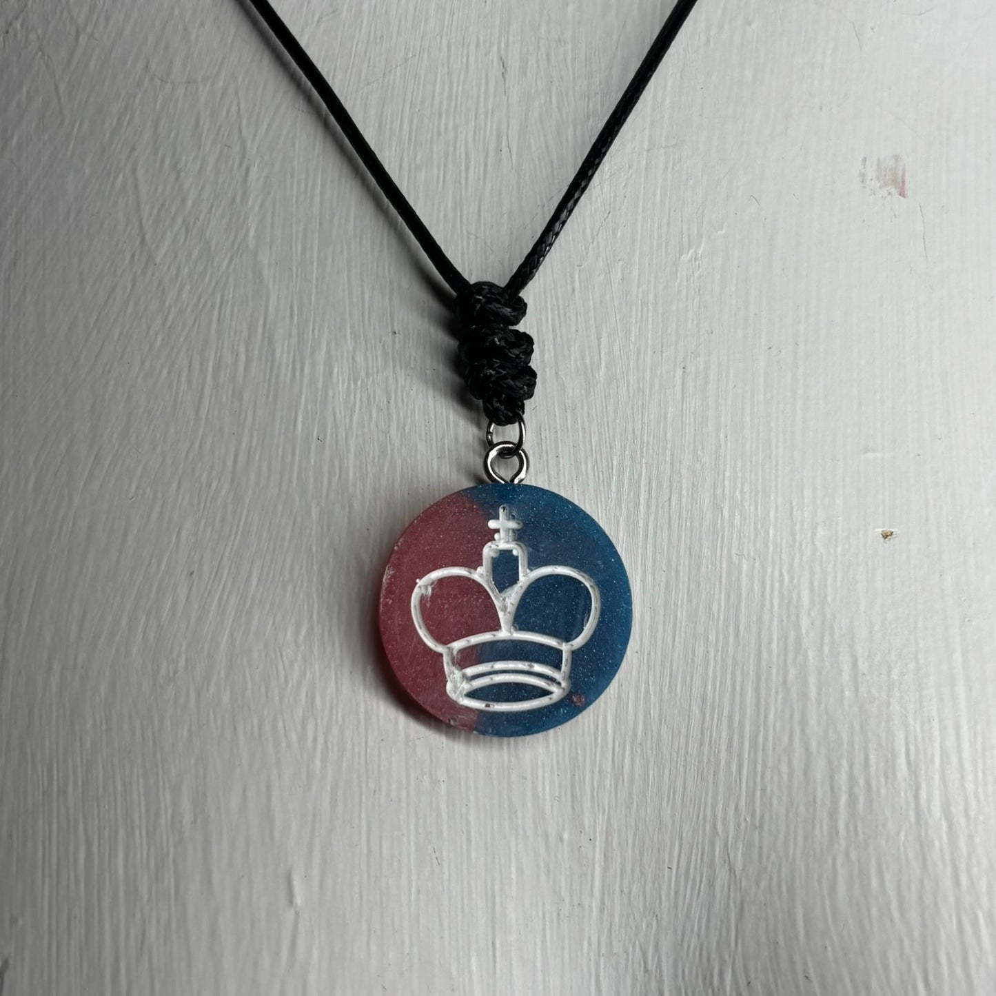 Red & Blue King - Handmade Resin Chess Necklace