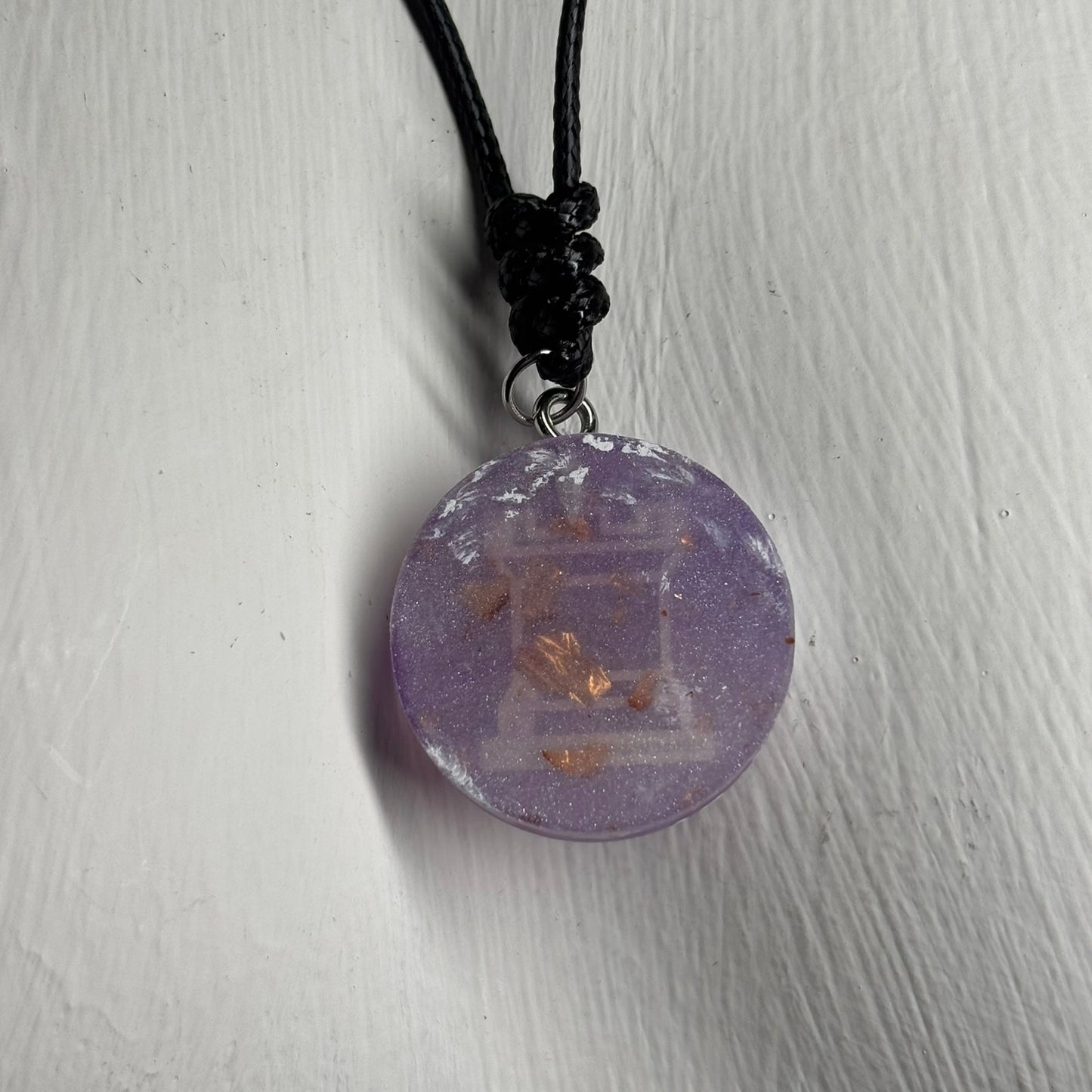 Purple Crystal Rook - Handmade Resin Chess Necklace - Flat Edition