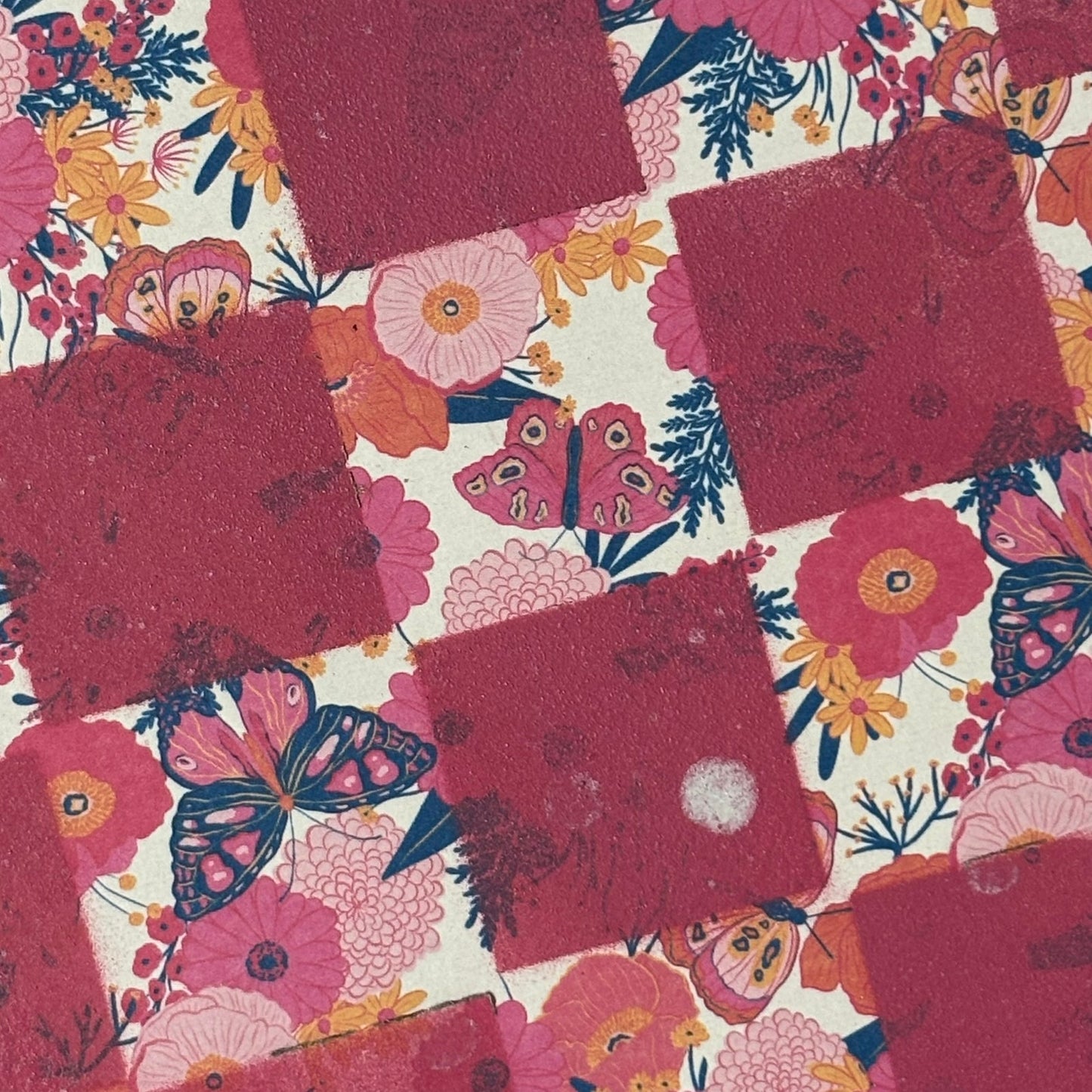Pink Butterfly Flowers - Scrapbook Chess Board