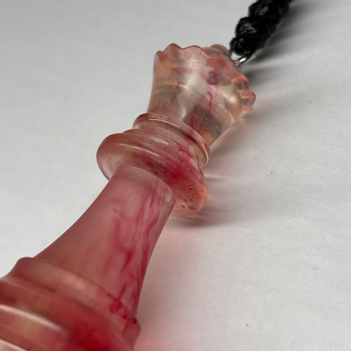 Red Veins Queen - Handmade Resin Chess Necklace