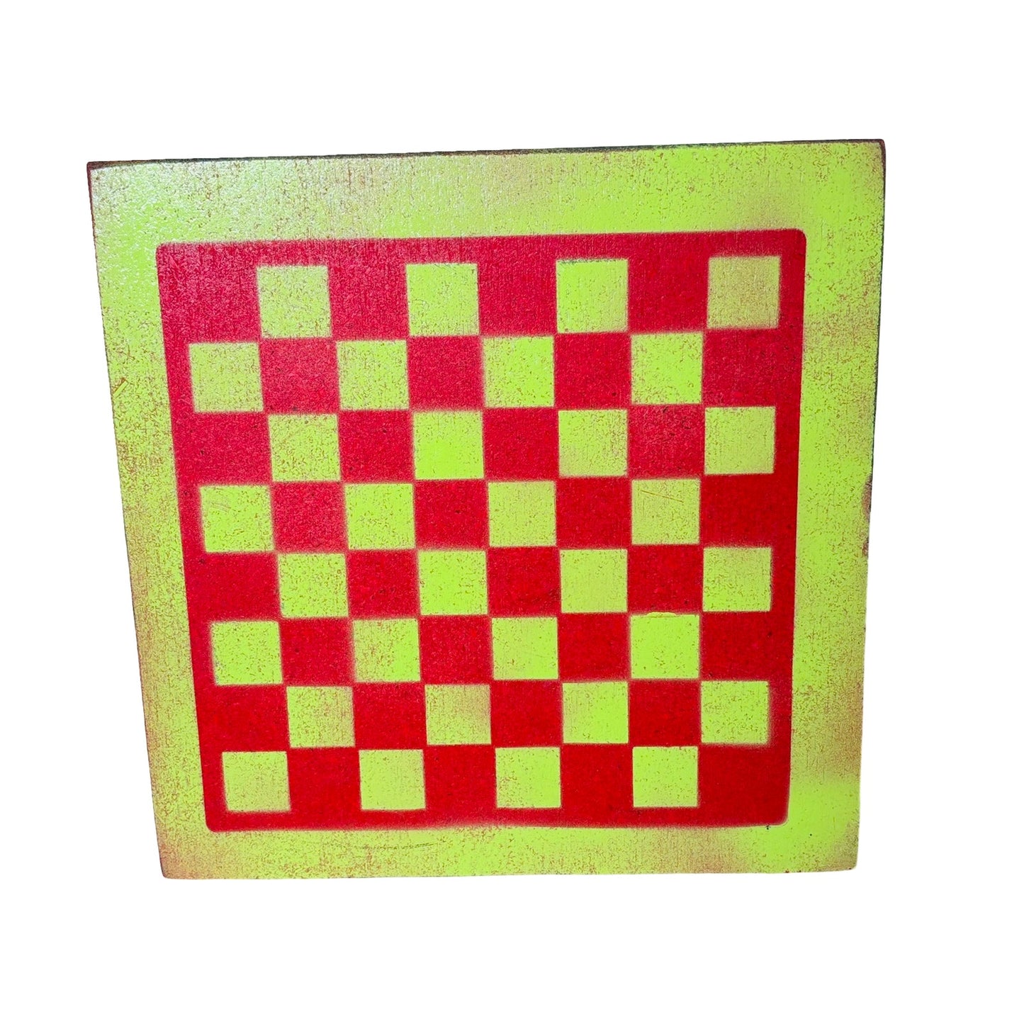 Neon Green & Red - Painted Chess Board