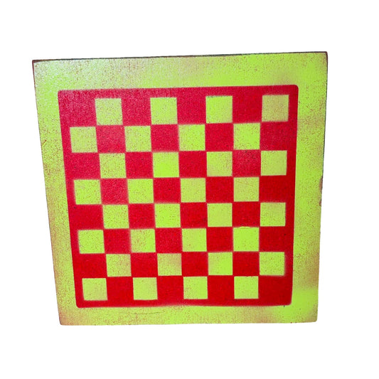 Neon Green & Red - Painted Chess Board