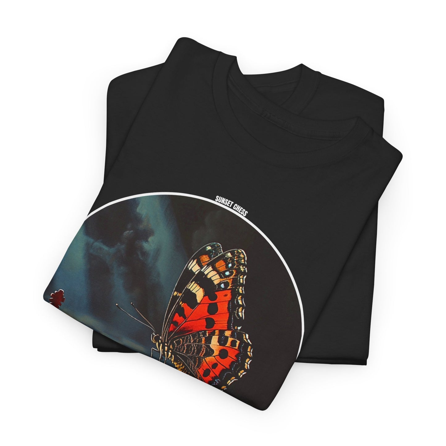 Red Butterfly - Black Chess T Shirt